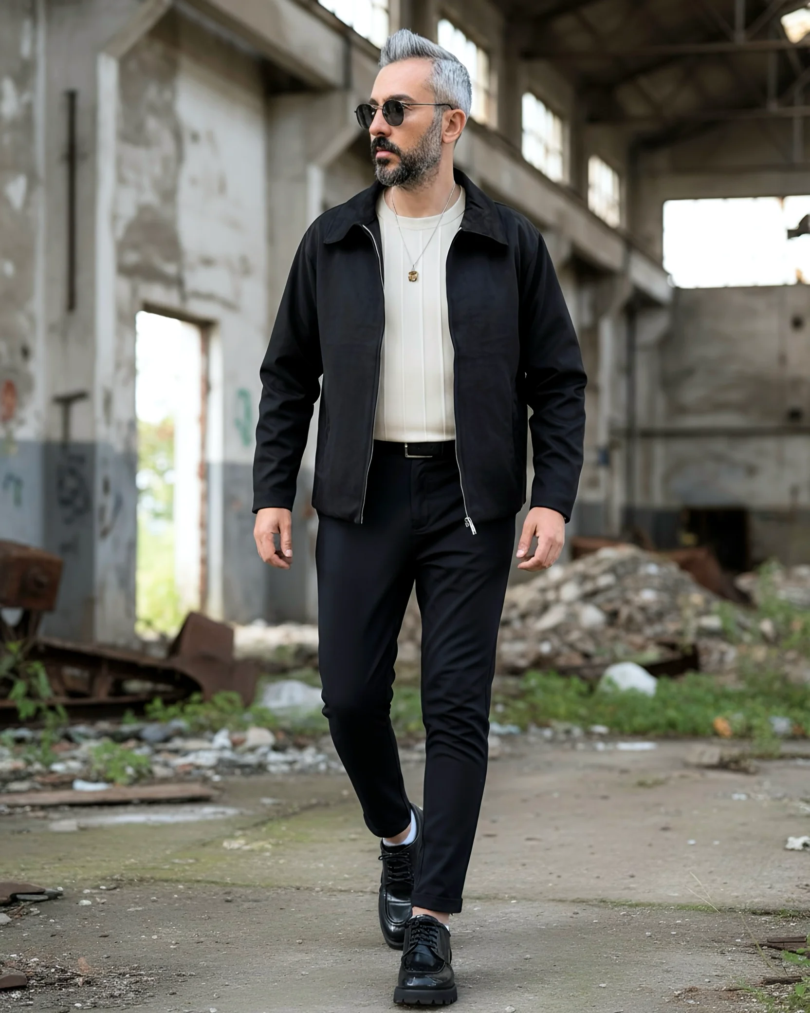 Nubuk Süet Relaxed Fit Fermuarlı Erkek Ceket