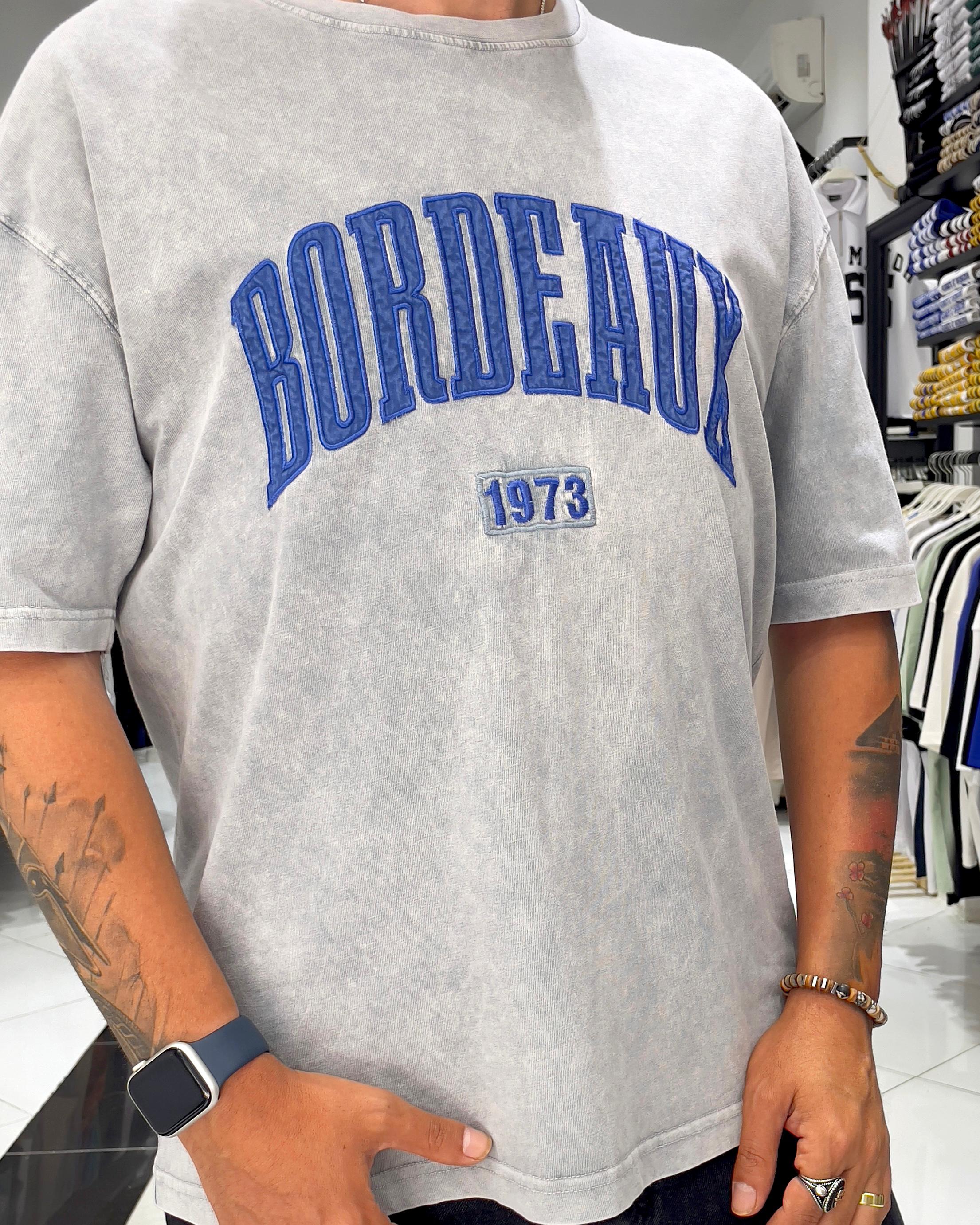 Bordeaux 1973 Asit Yıkamalı Oversize Erkek Tişört