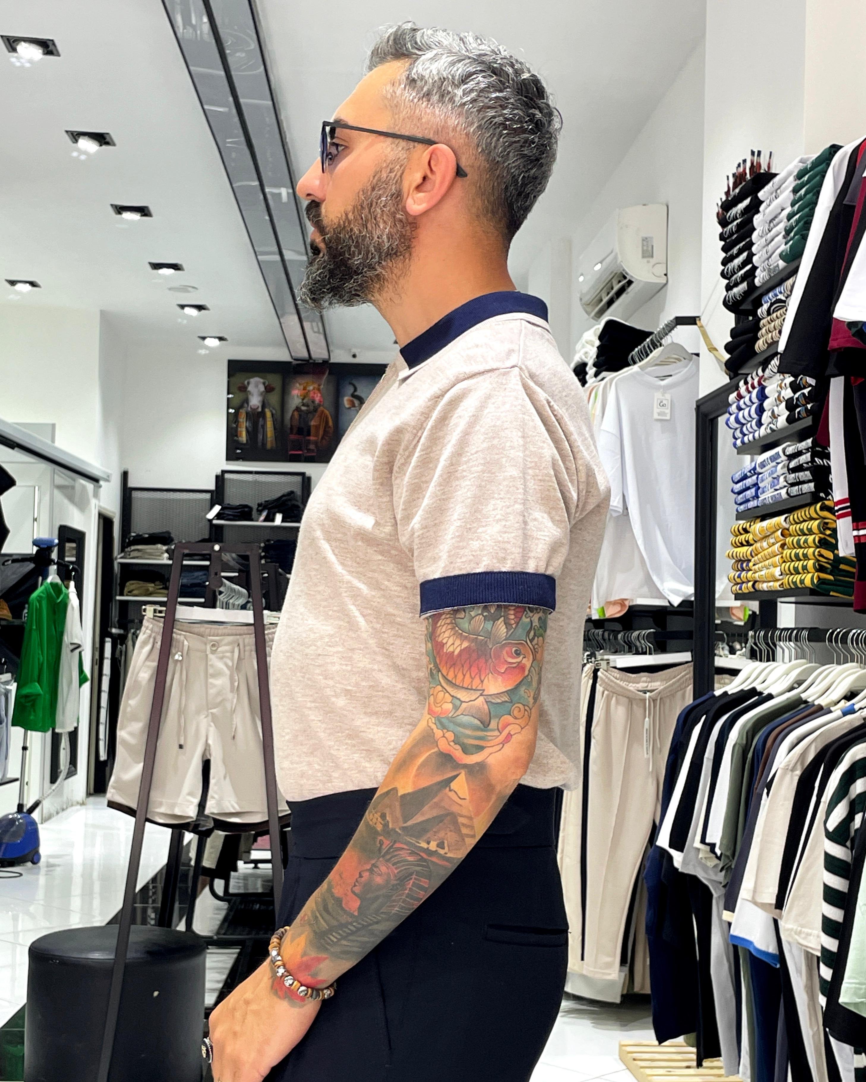 Yarım Fermuarlı Triko Polo Yaka Erkek T-Shirt - Higo Man