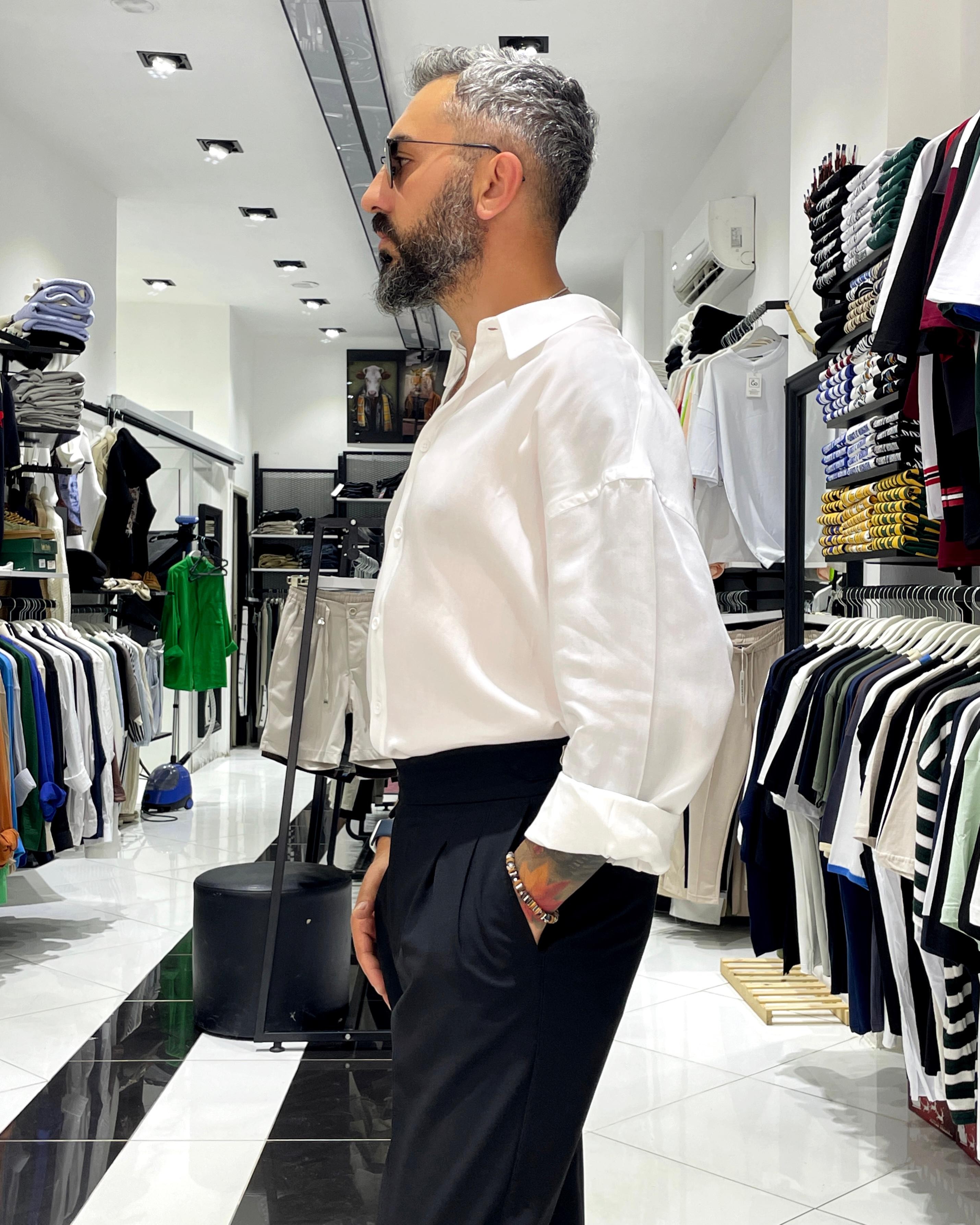 Tensel Kumaş Ekstra Oversize Erkek Gömlek