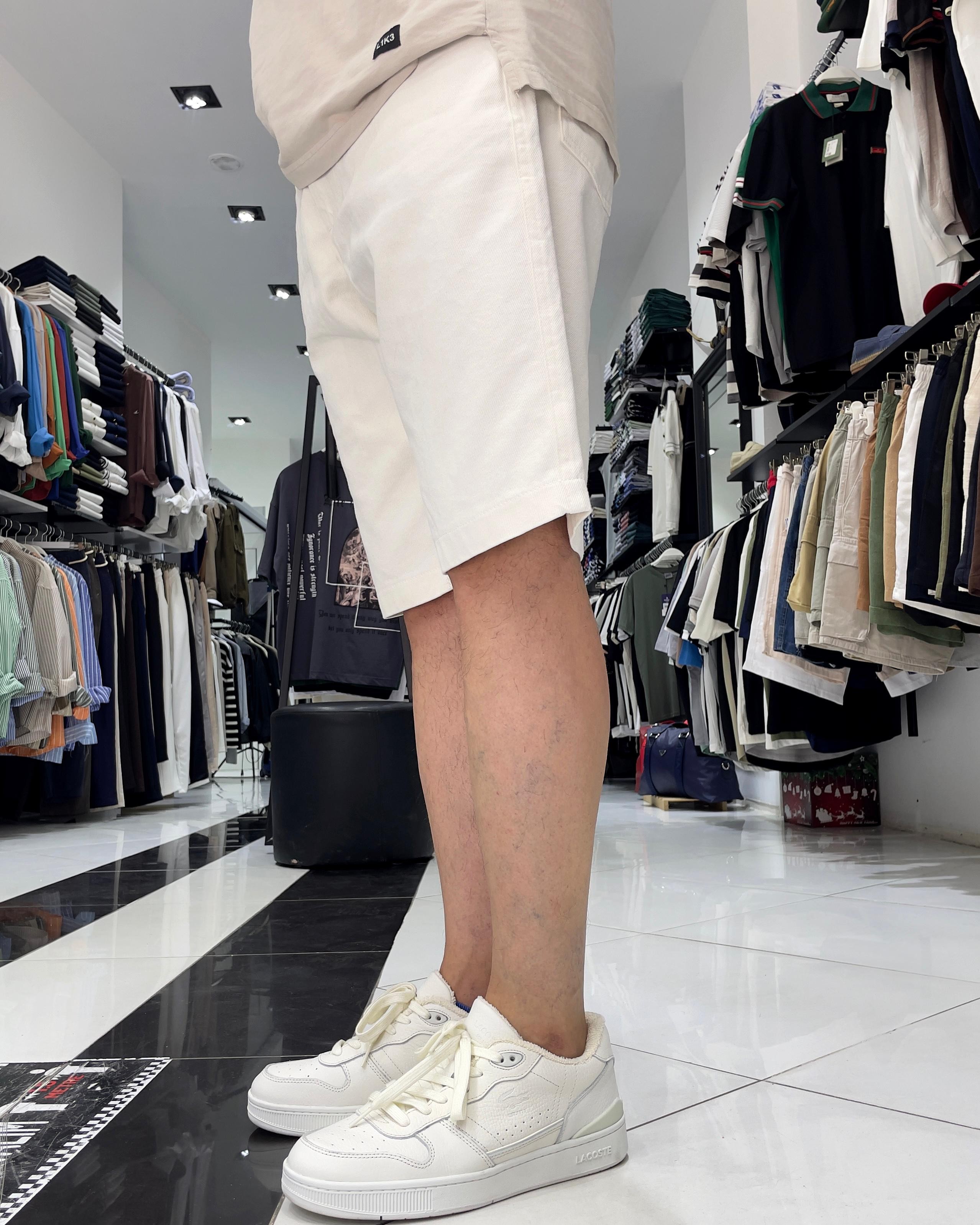 Basic Erkek Relaxed Fit Jean Şort - beyaz