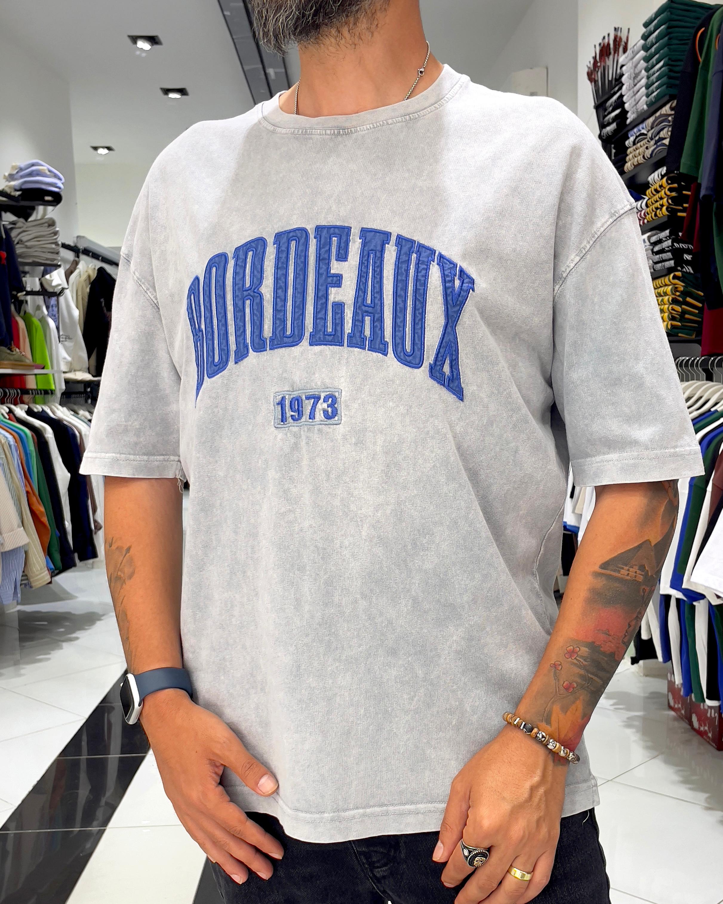 Bordeaux 1973 Asit Yıkamalı Oversize Erkek Tişört