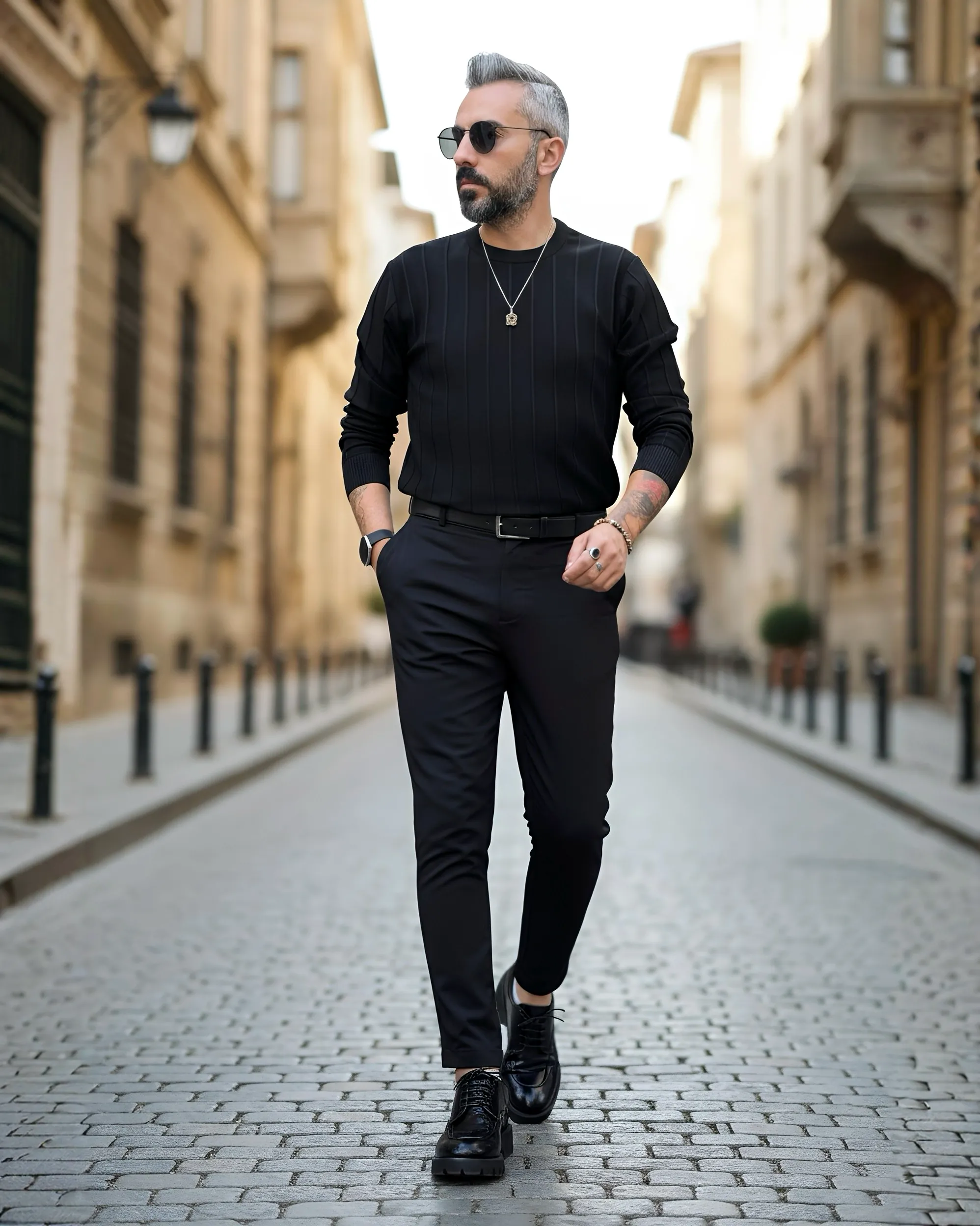 La Forma Fitil Dokulu Bisiklet Yaka Erkek Triko Kazak