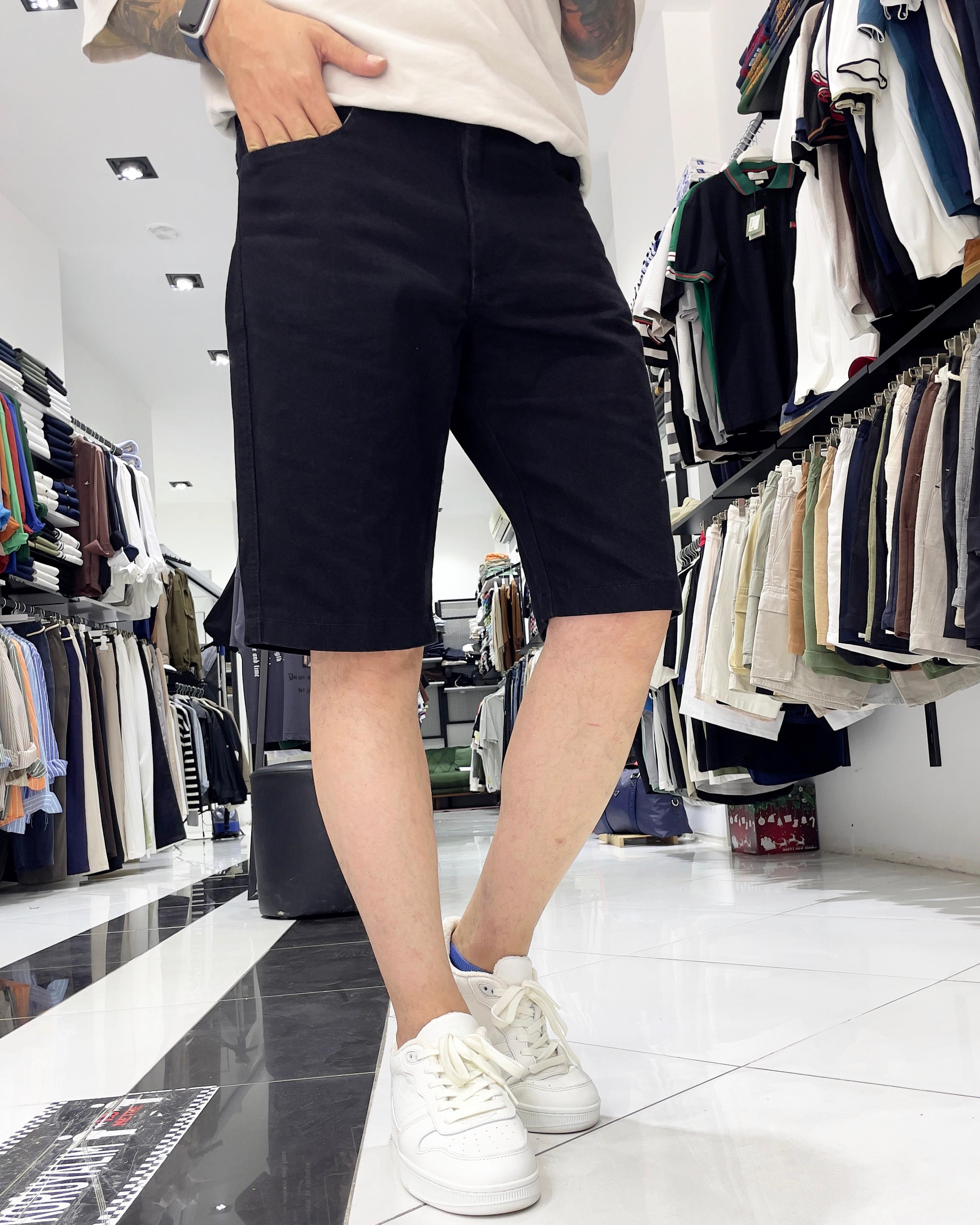 Basic Erkek Relaxed Fit Jean Şort - siyah