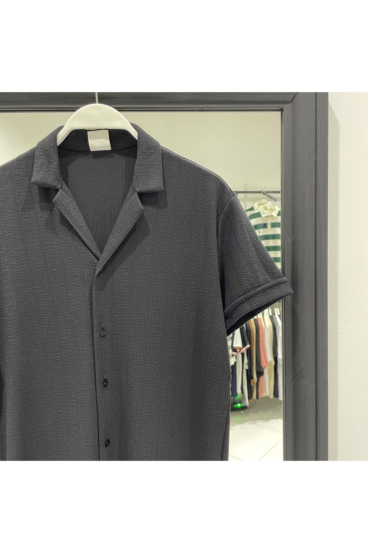 Slim Fit Likralı Kısa Kol Gömlek