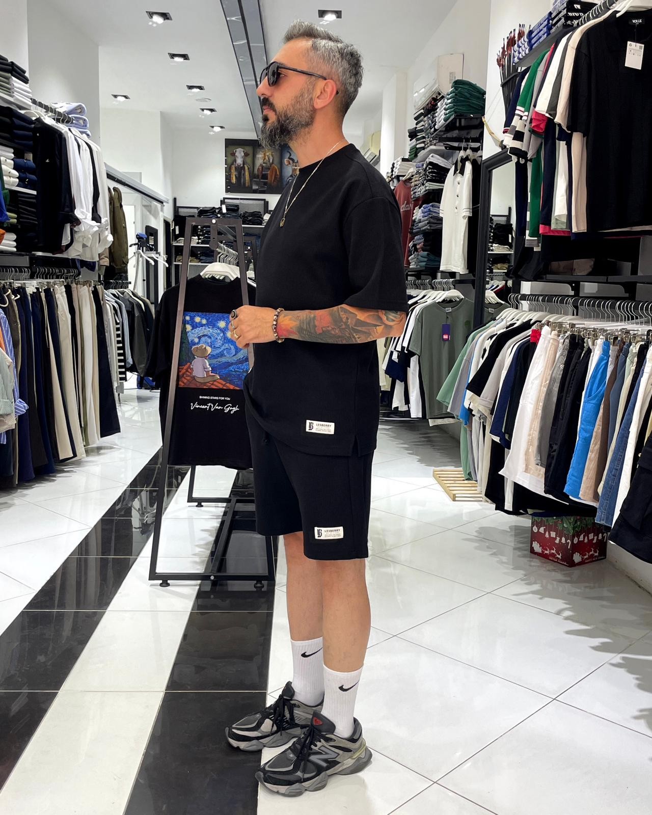 Waffle Kumaş Oversize Erkek T-Shirt & Şort İkili Takım