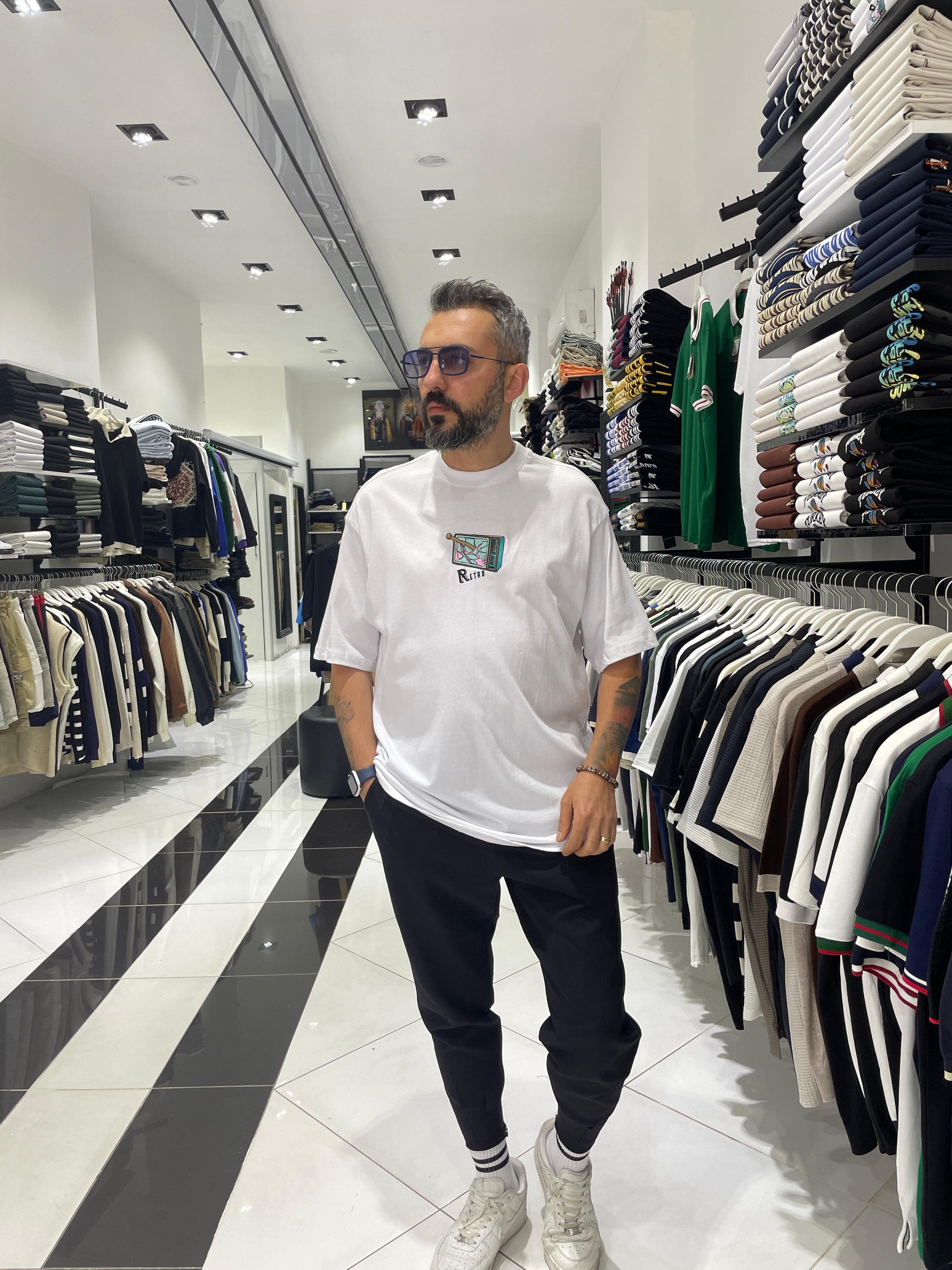 Retro Nakış İşlemeli Oversize Erkek T-Shirt – Higo Man