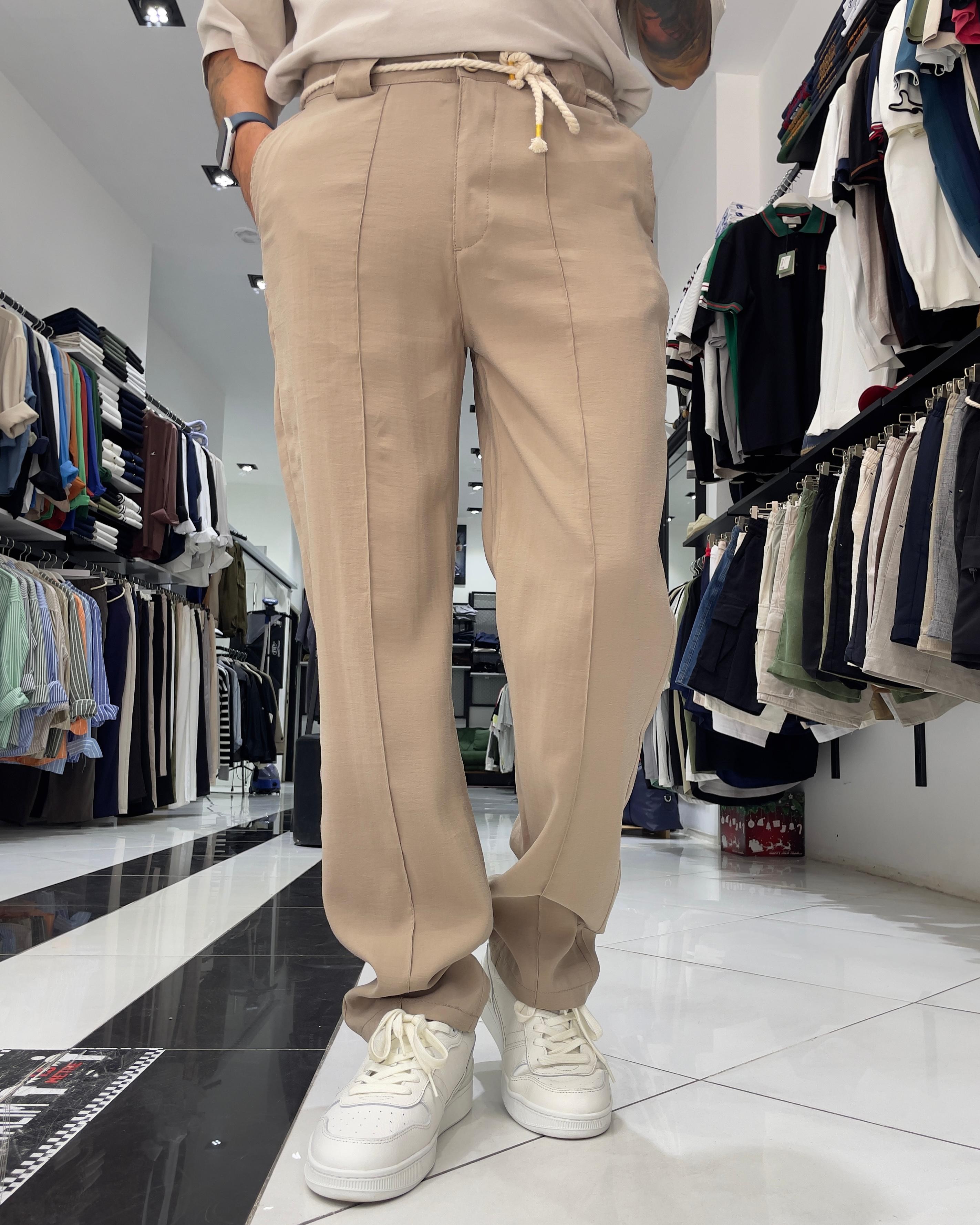 Modal Kumaş Kemer Detaylı Baggy Fit Erkek Pantolon