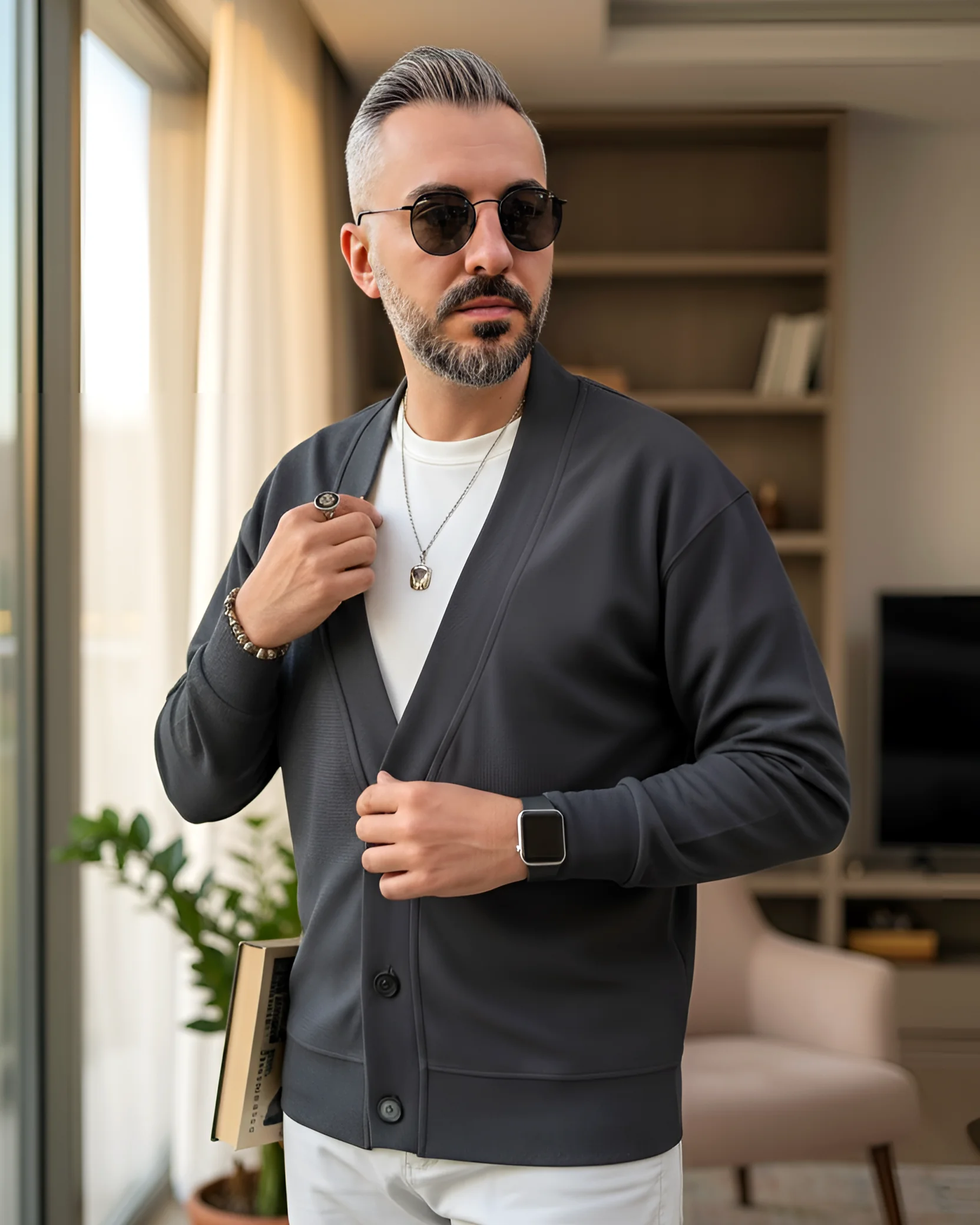 Midnight Vision Old Money Düğmeli Erkek Hırka