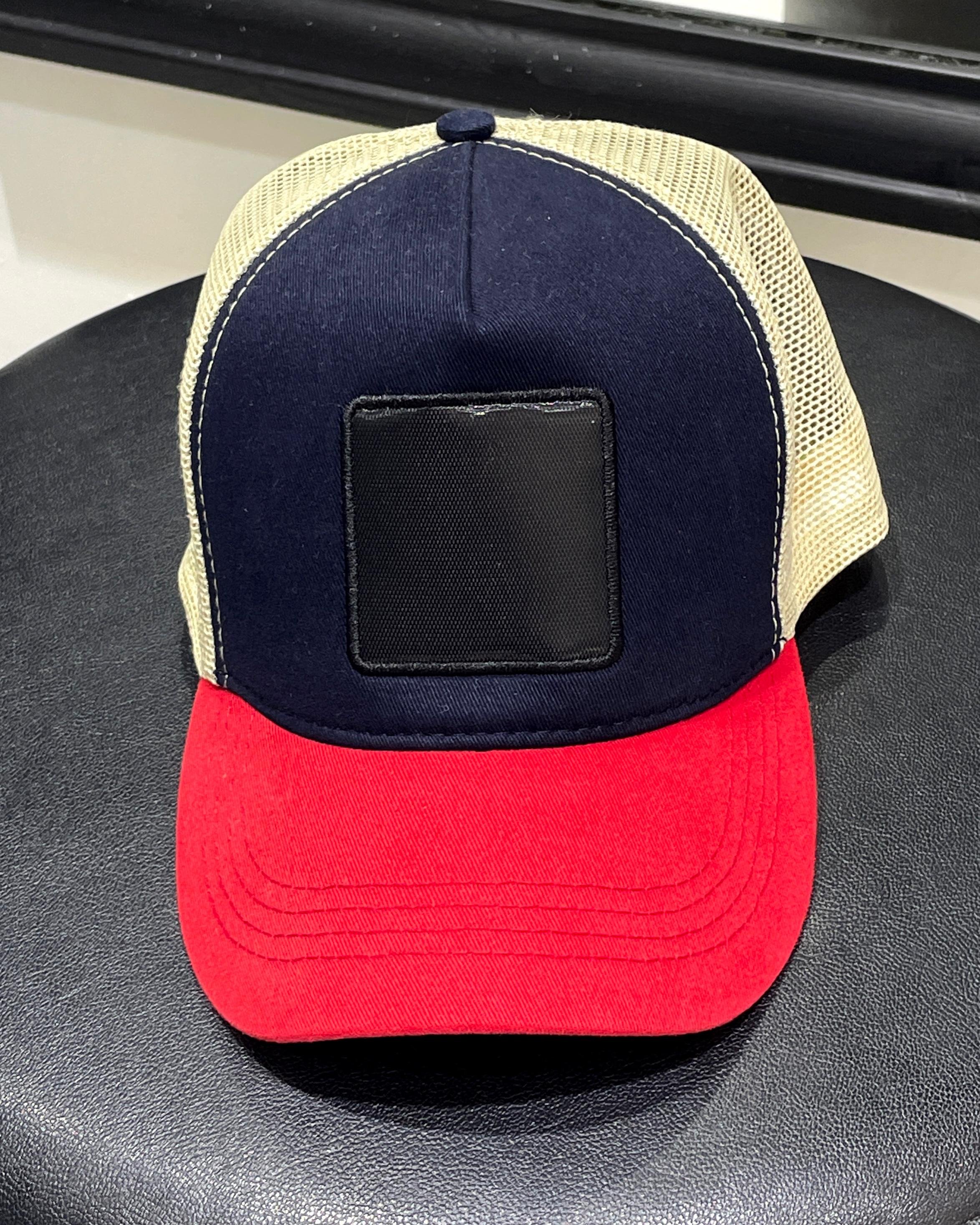 Değiştirilebilir Kare Patchli Unisex Şapka - Laci/Kırmızı