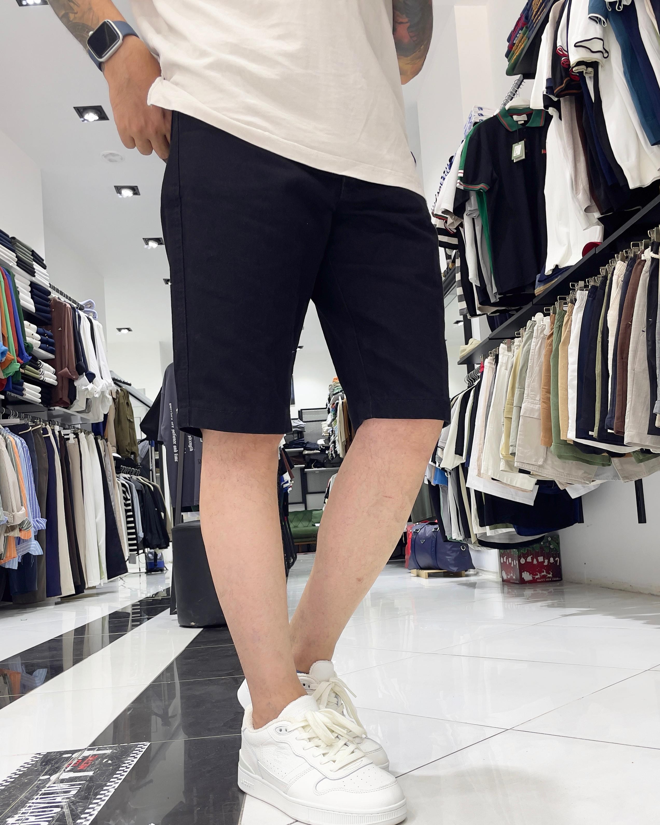 Basic Erkek Relaxed Fit Jean Şort - siyah