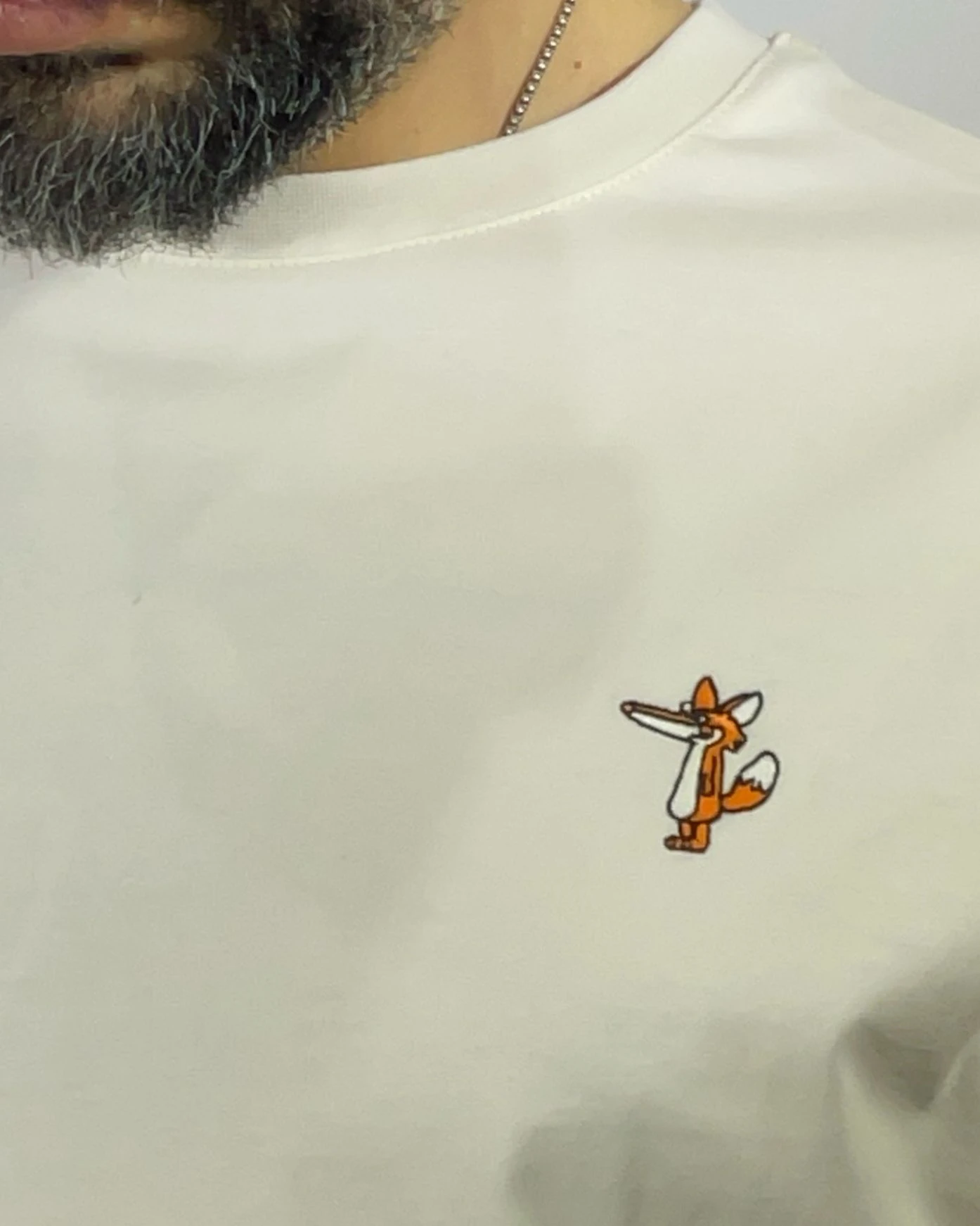 Nakış Detaylı Slim Fit Erkek Tişört – Bej & Lacivert | Higo Man