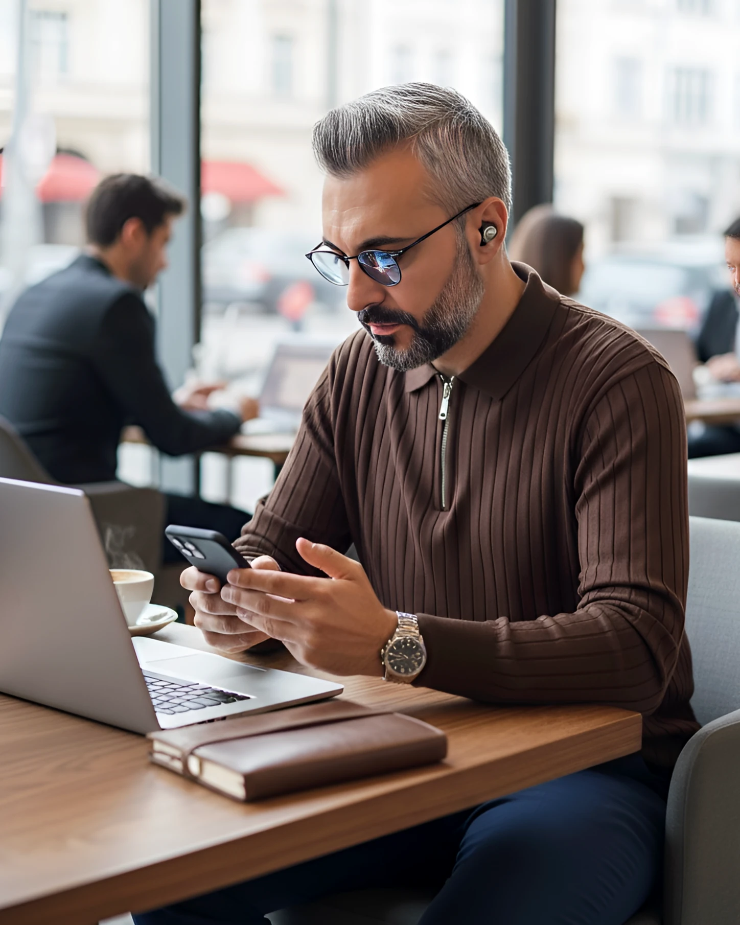 Espresso Line Old Money Erkek Triko Yarım Fermuarlı Polo Kazak