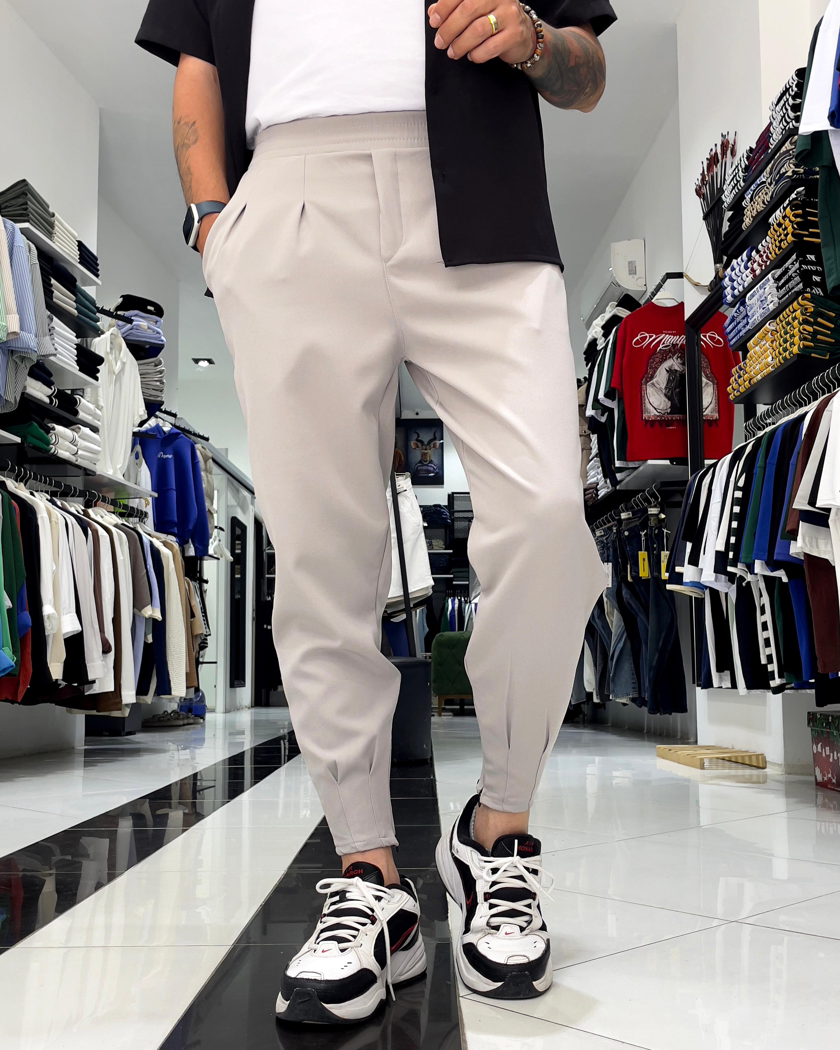 Zippered Jogger Pants Gray - Grey