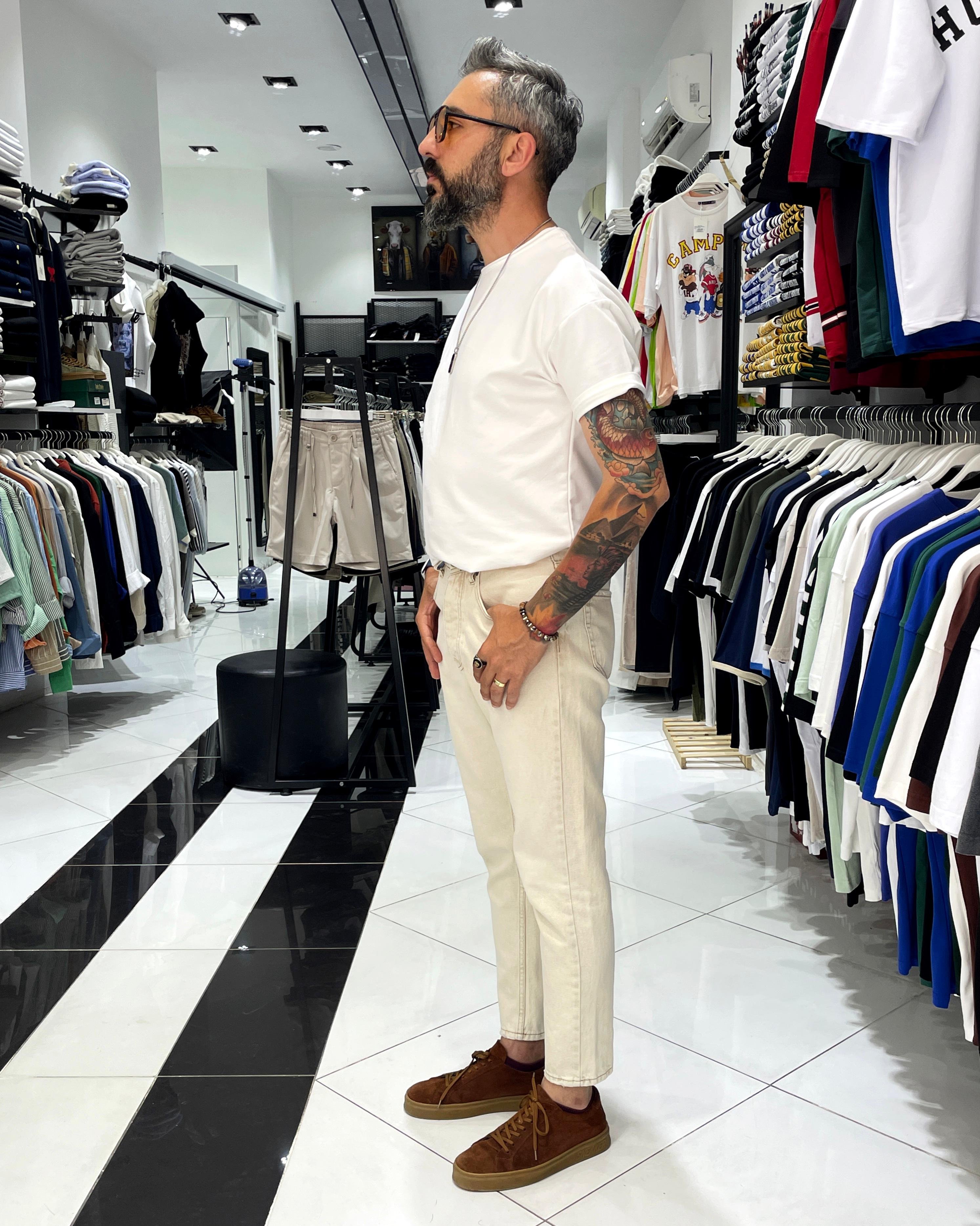 Taş Rengi Boyfriend Fit Erkek Jean Pantolon - taş