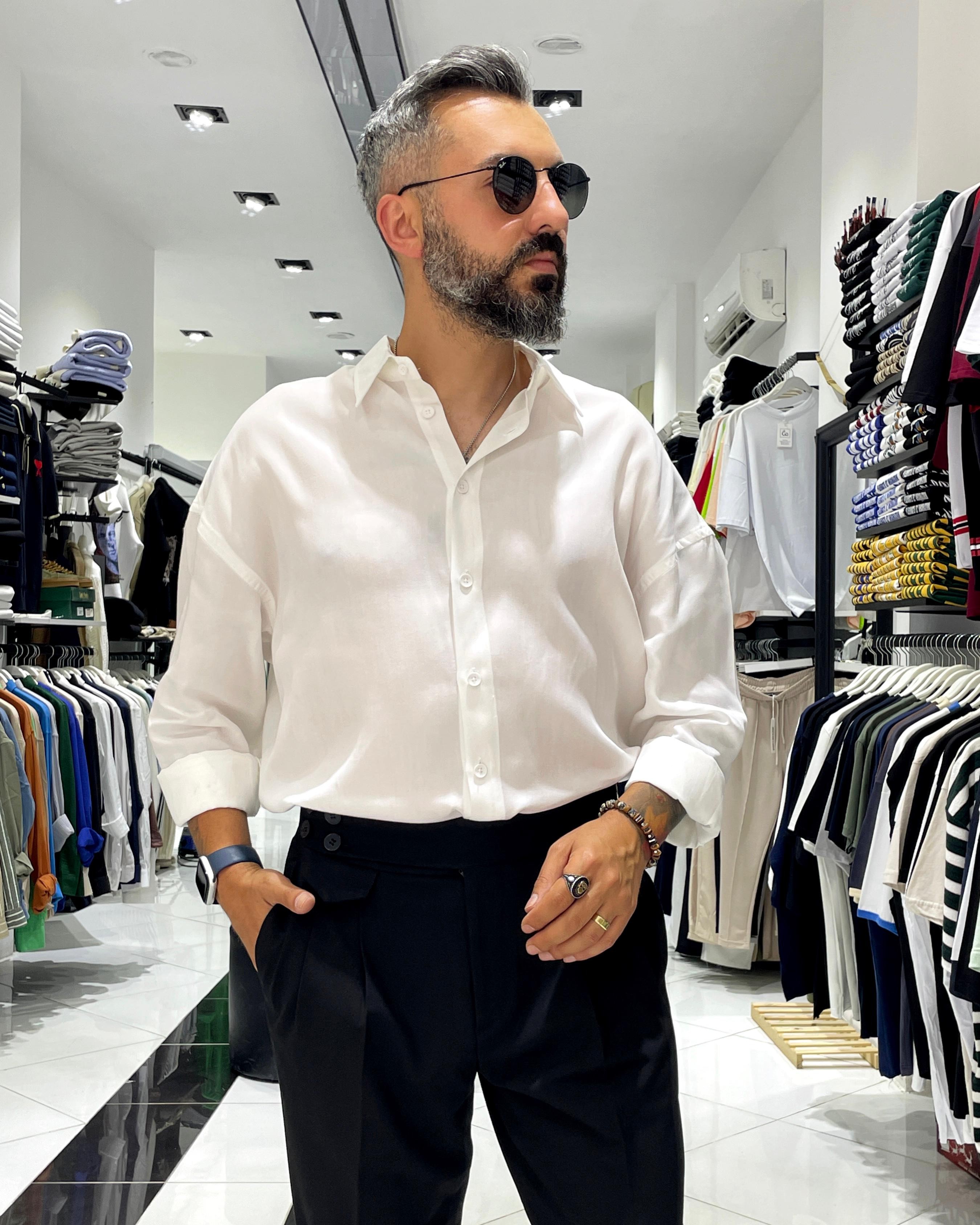 Tensel Kumaş Ekstra Oversize Erkek Gömlek