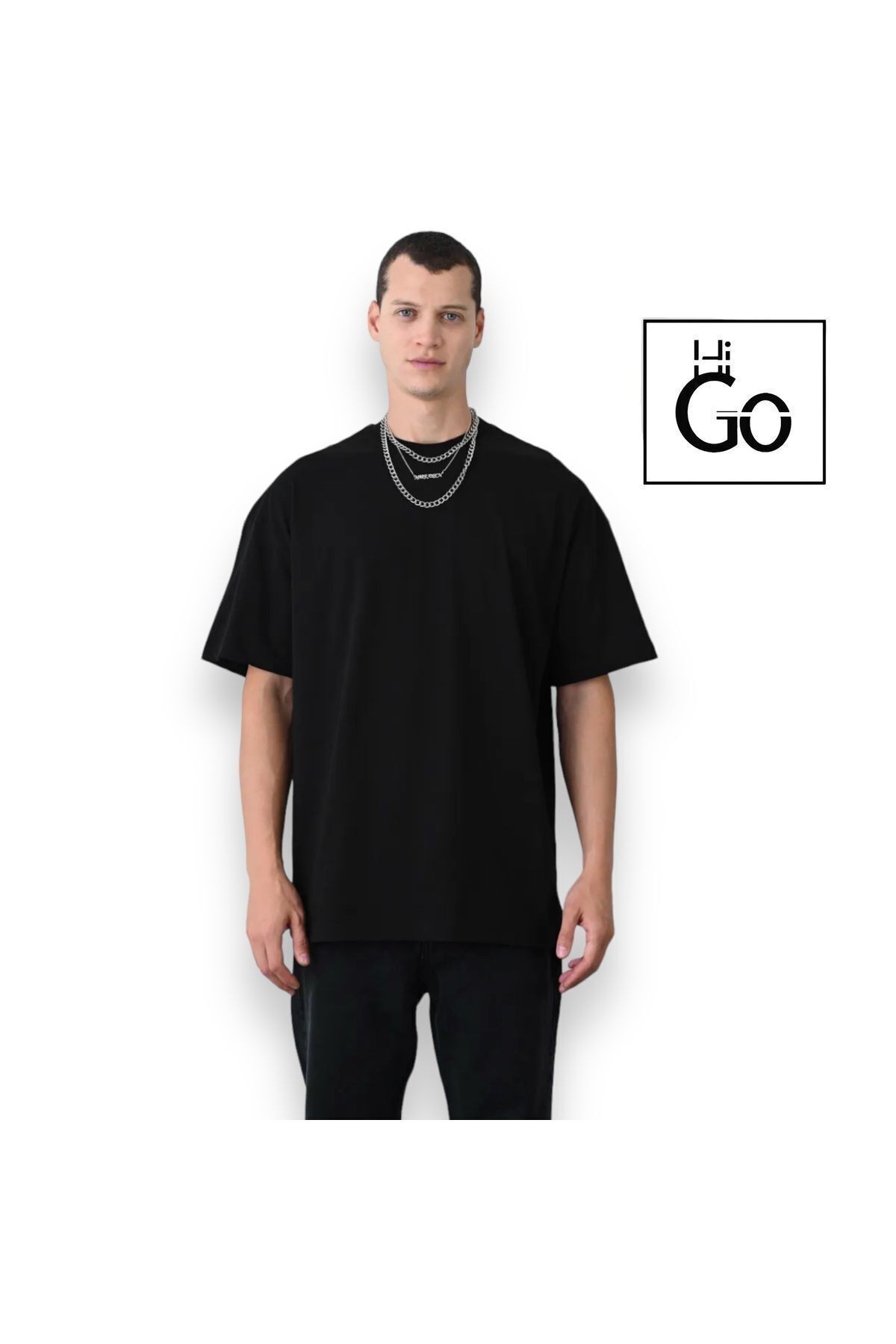 Oversize Basic Erkek T-Shirt - siyah