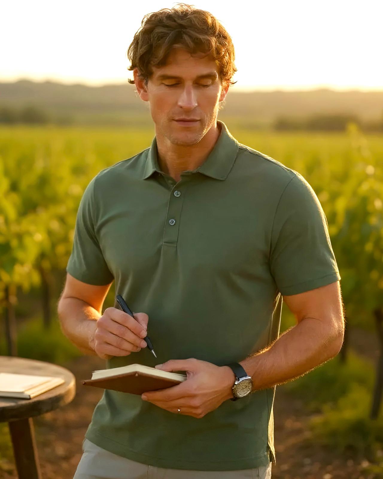 Modal Kumaş Erkek Polo Yaka Slim Fit T-Shirt - yeşil