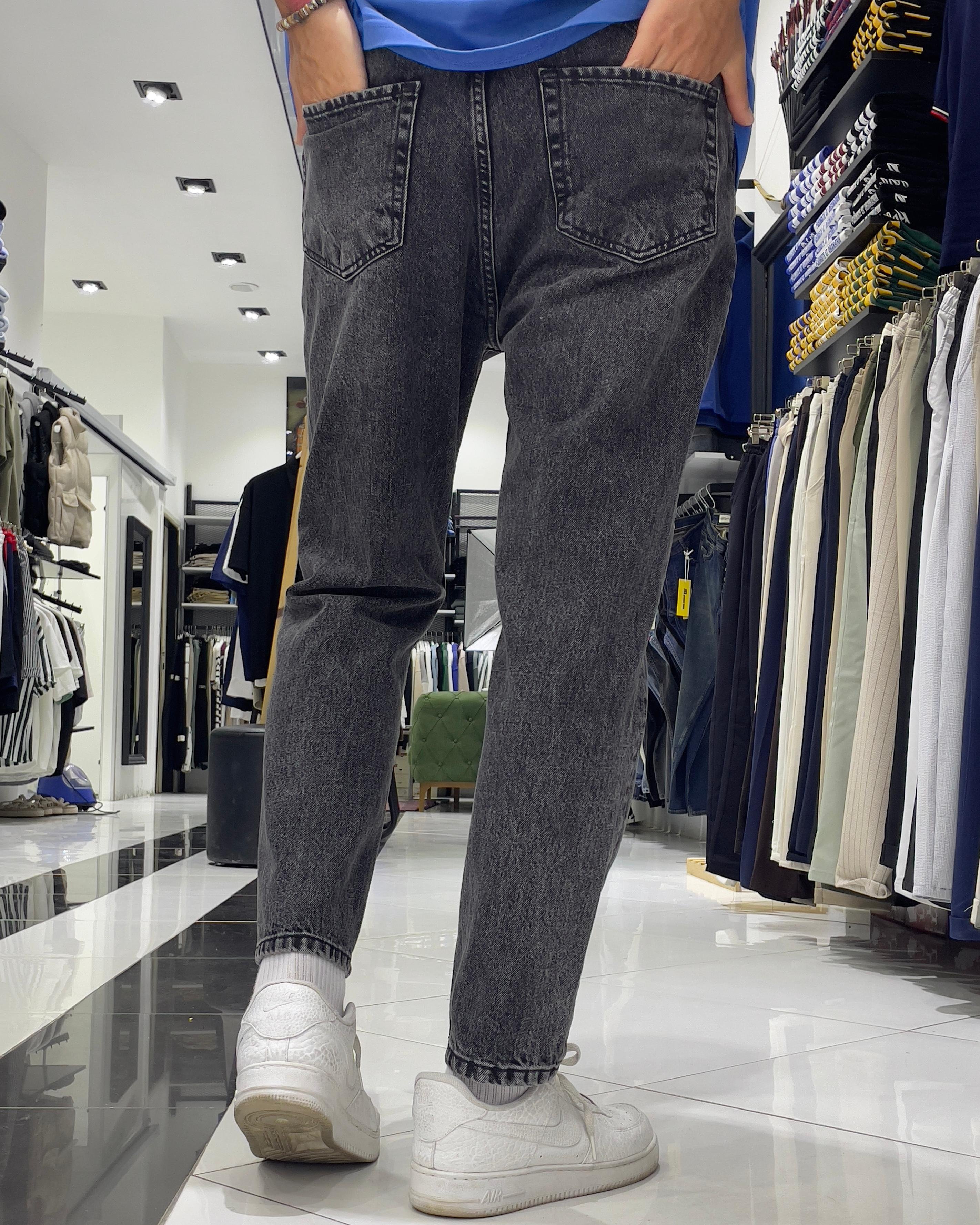 Yıkamalı Boyfriend Erkek Jean Pantolon-Antrasit Gri