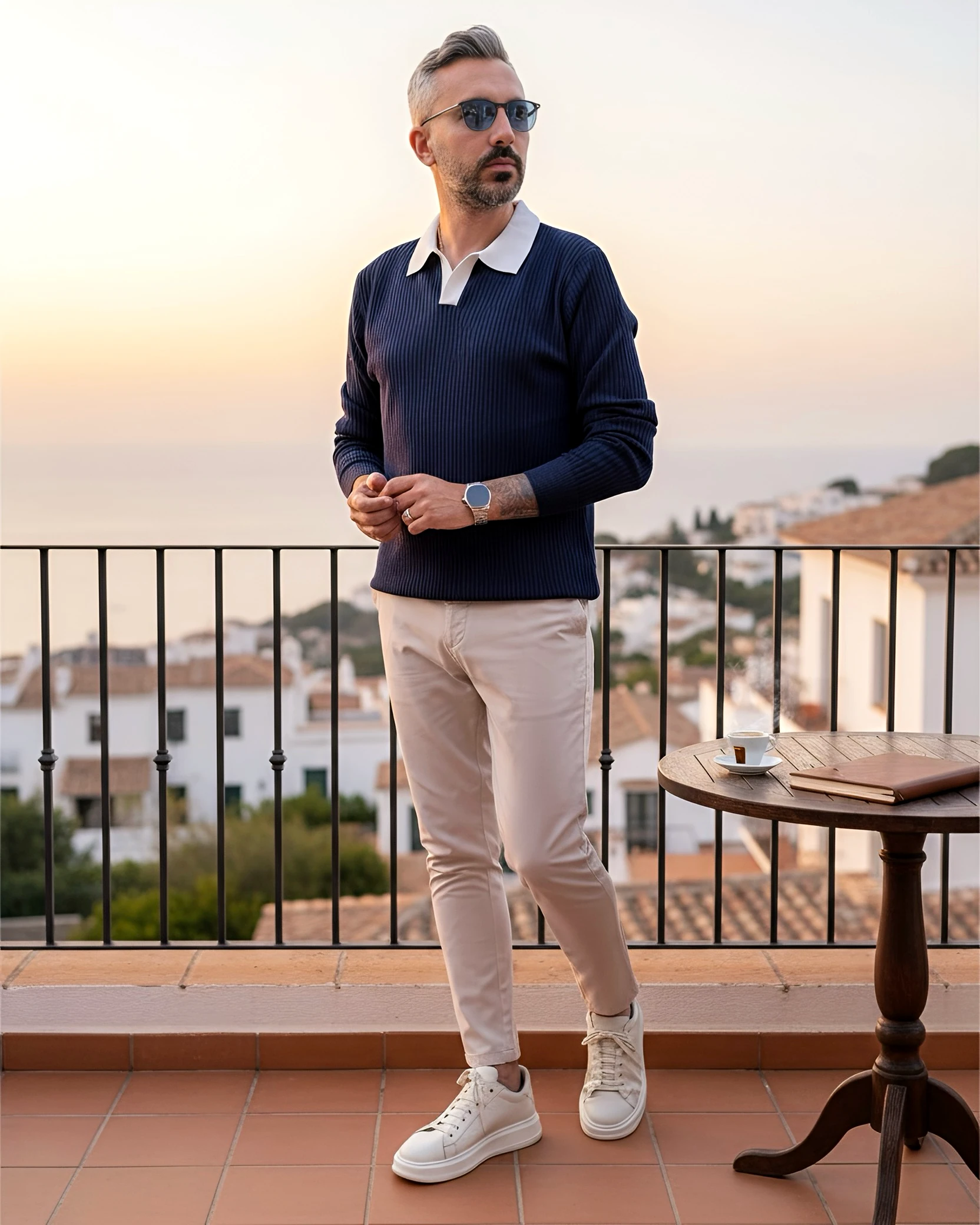 Old Money Triko Polo Yaka Erkek Kazak - lacivert