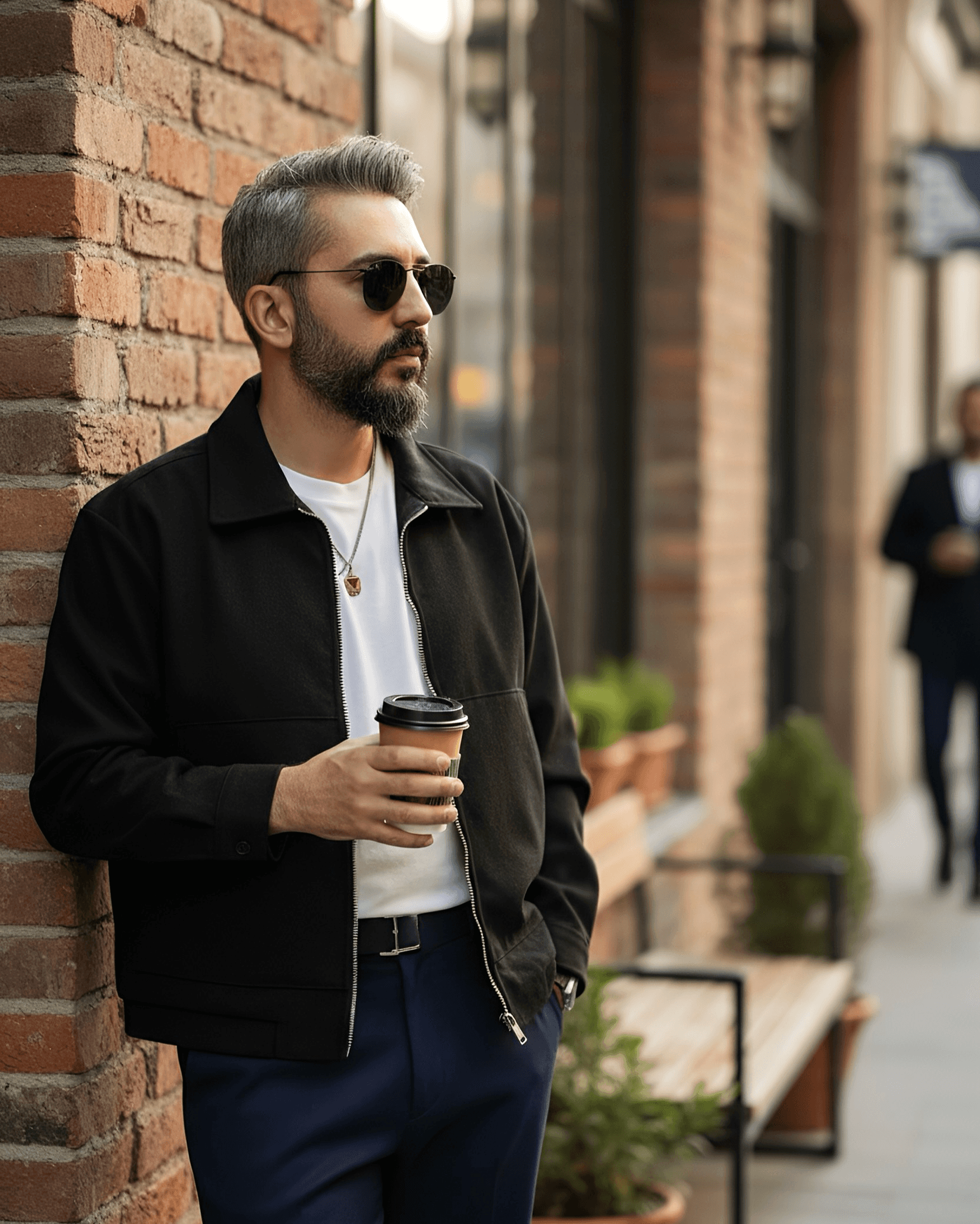 Boxy Fit Fermuarlı Kaşe Ceket