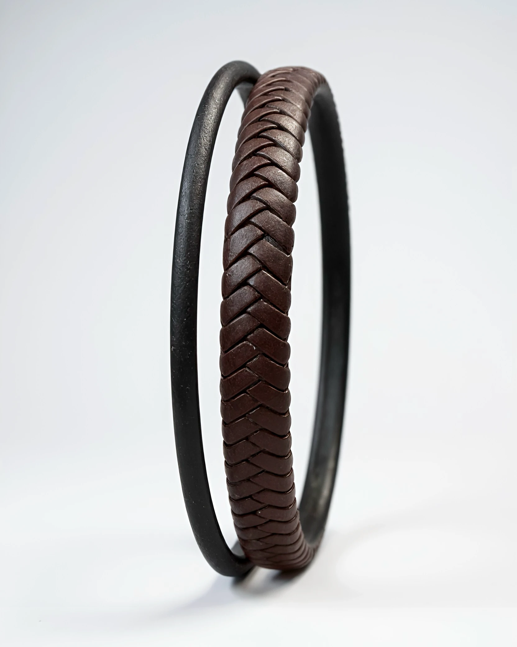 Rustline Duo – Örgü Deri Erkek Bileklik