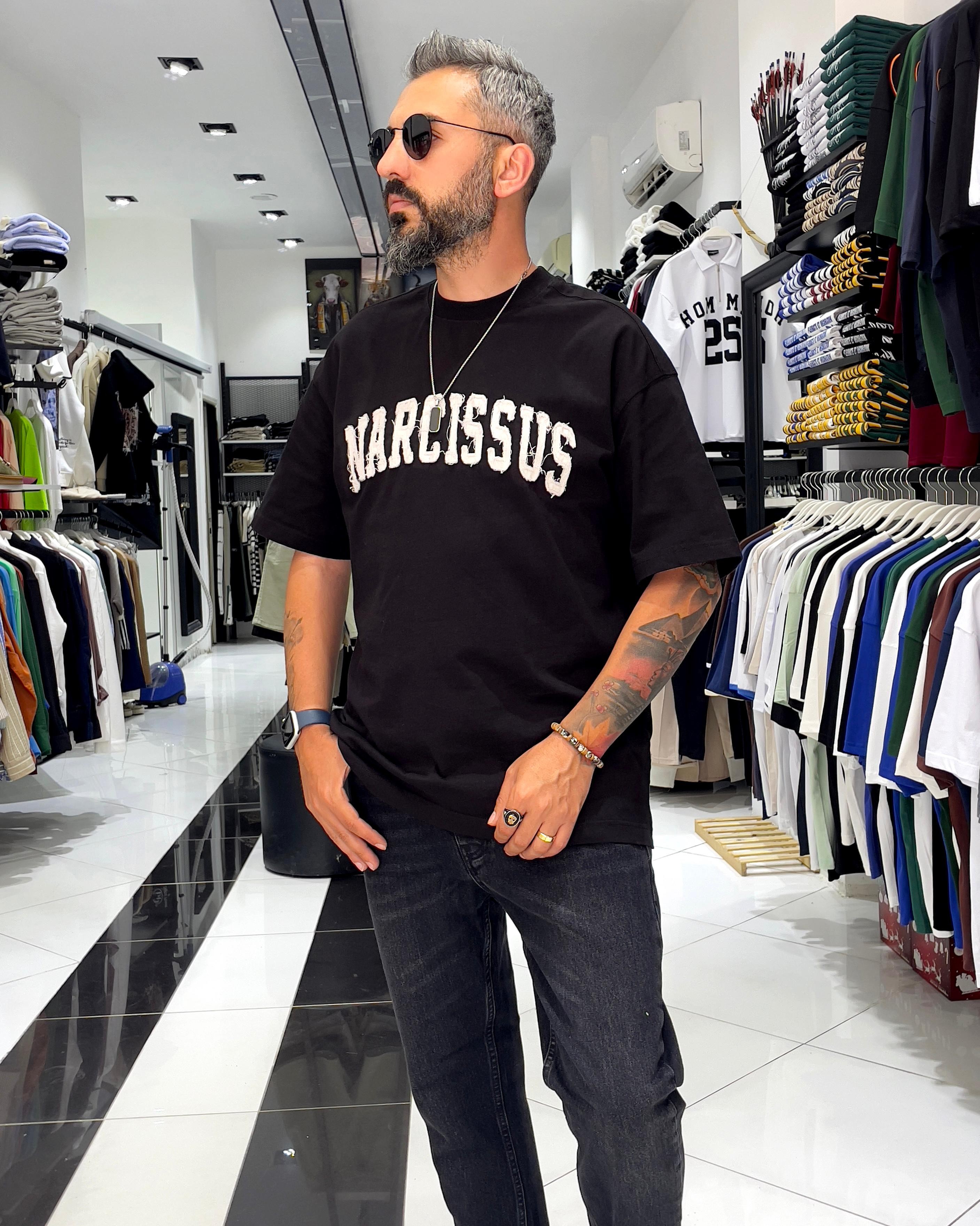 Narcissus Nakışlı Oversize Erkek T-Shirt