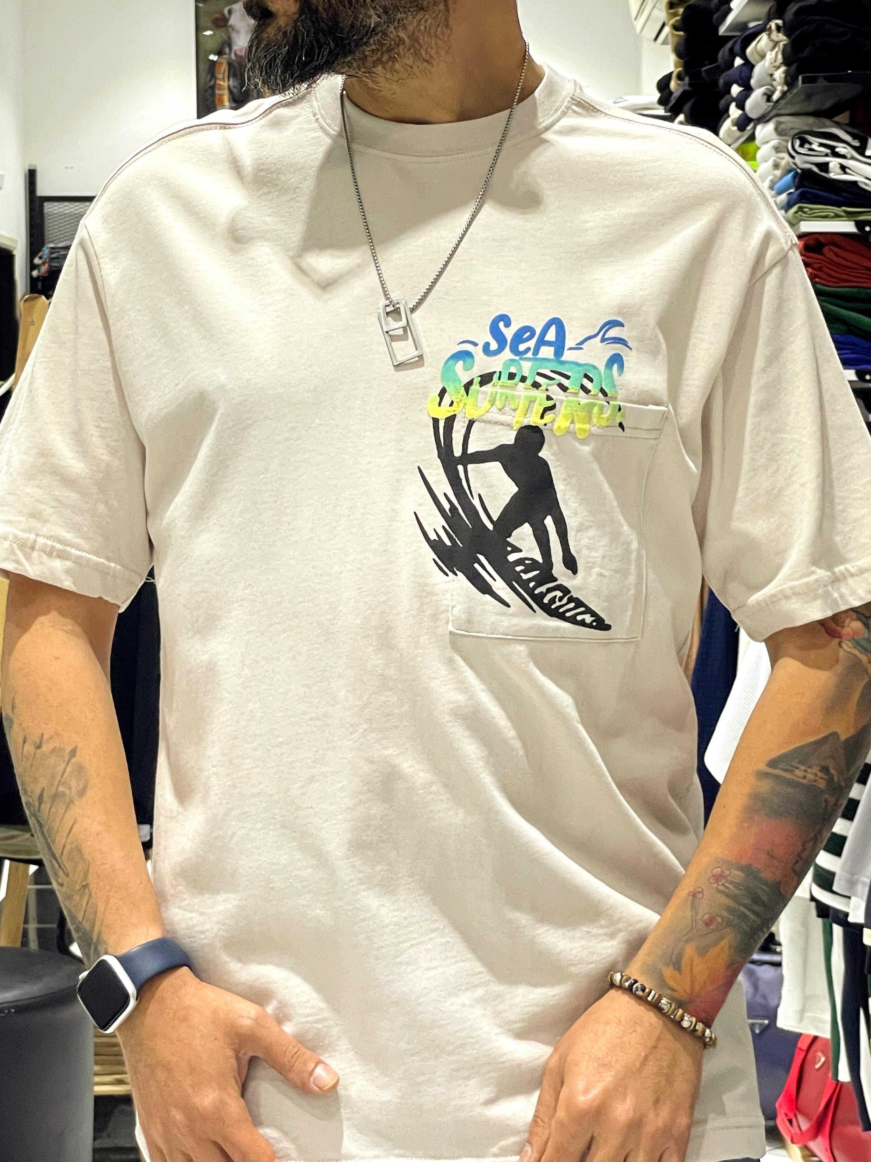 Sea Surfers Sloganlı Oversize T-Shirt - krem/bej