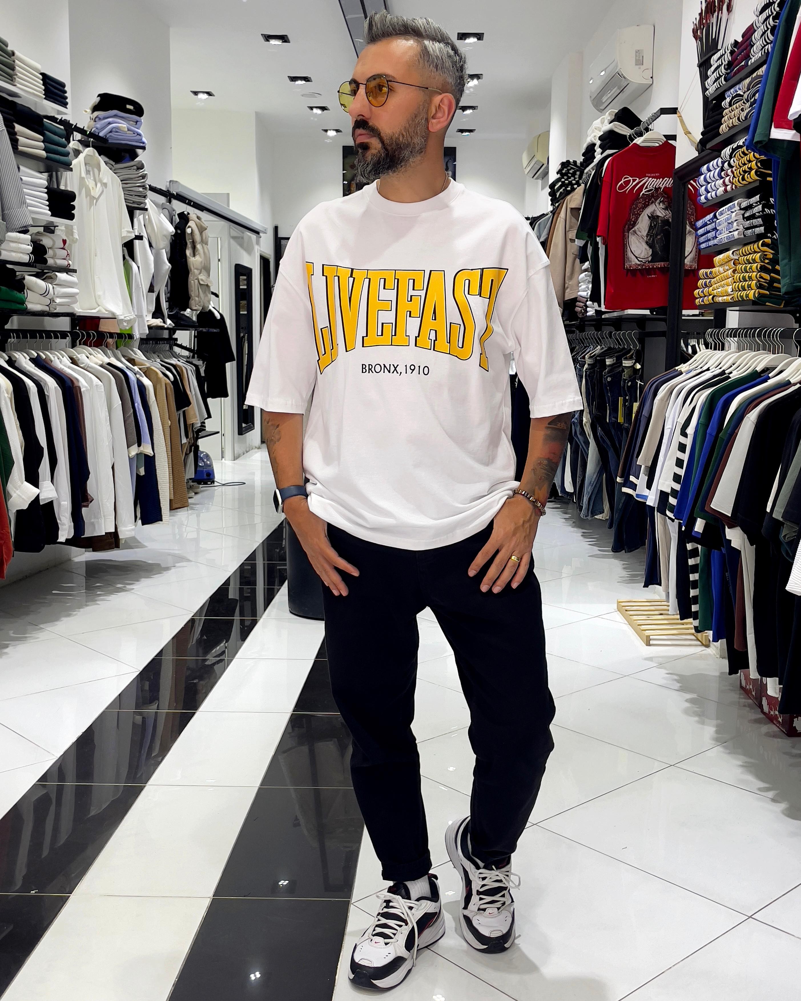 Livefast Baskılı Oversize Erkek T-Shirt