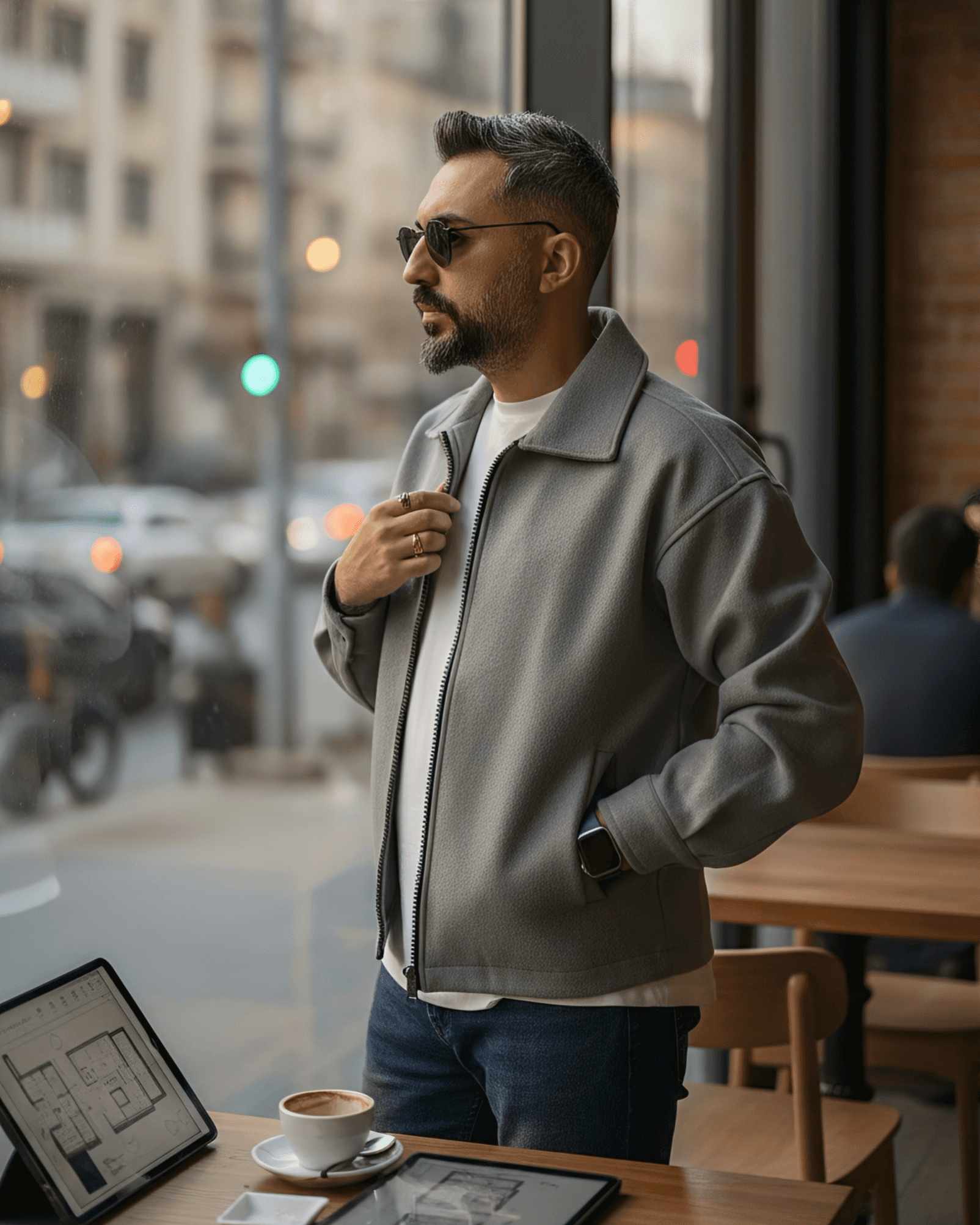 Sırtı Nakış Detaylı Oversize Erkek Kaşe Ceket