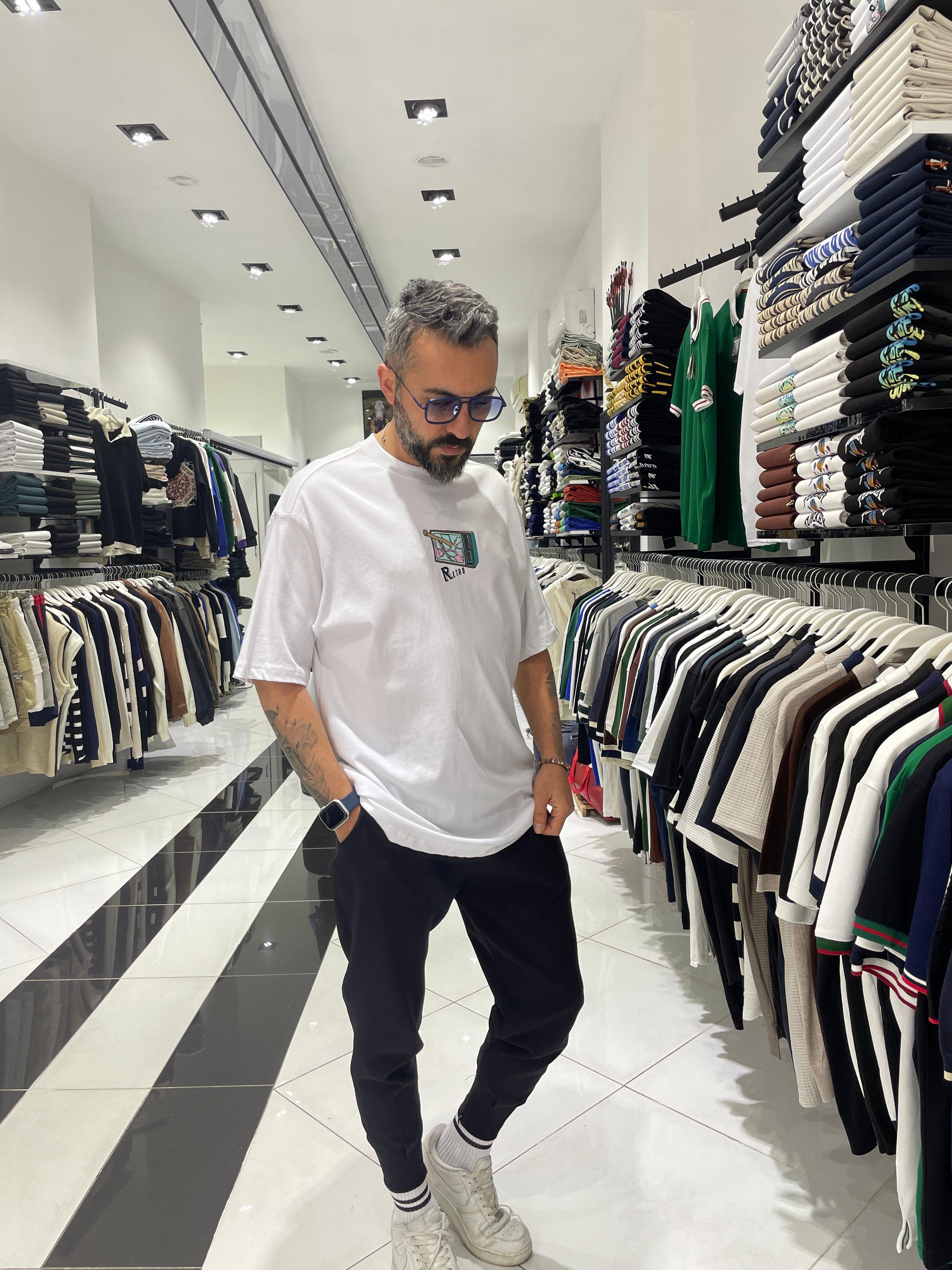 Retro Nakış İşlemeli Oversize Erkek T-Shirt – Higo Man