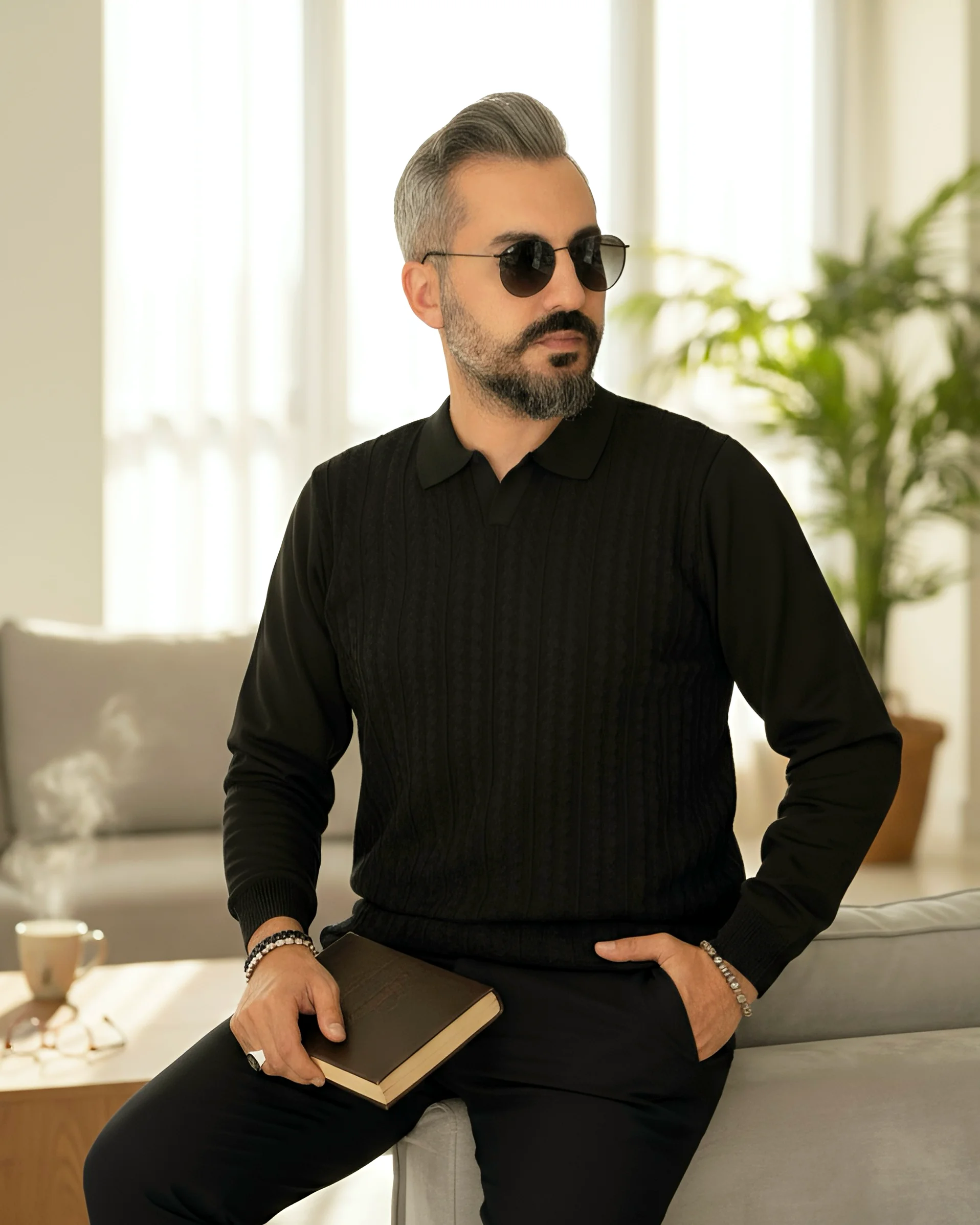 Elegance Erkek Old Money Uzun Kollu Triko Polo Yaka Kazak 