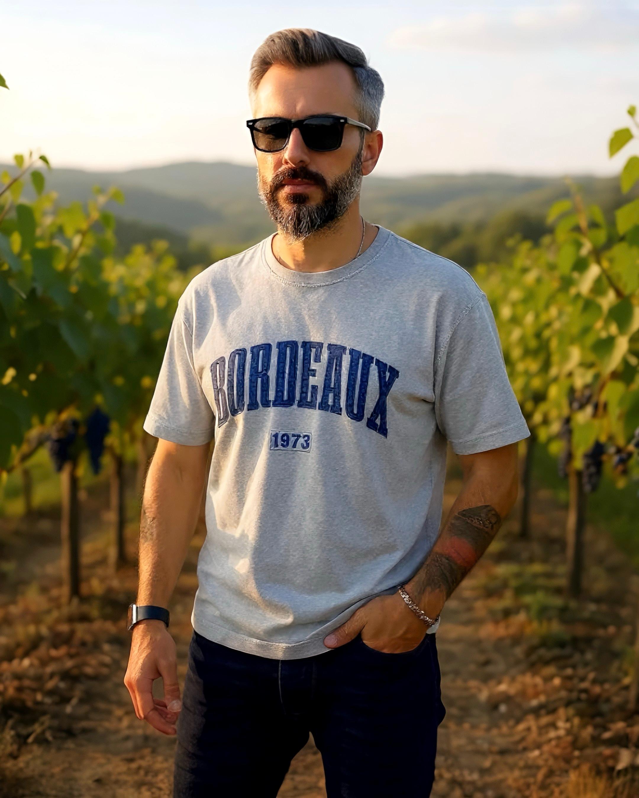 Bordeaux 1973 Asit Yıkamalı Oversize Erkek Tişört