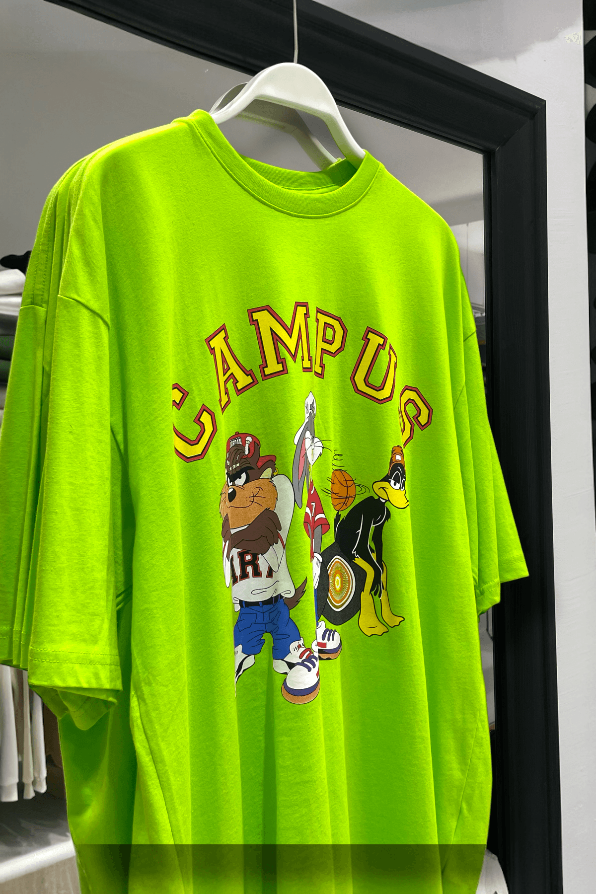 Kampüs Baskılı Oversize %100 Pamuk Erkek T-Shirt – Higo Man - yeşil