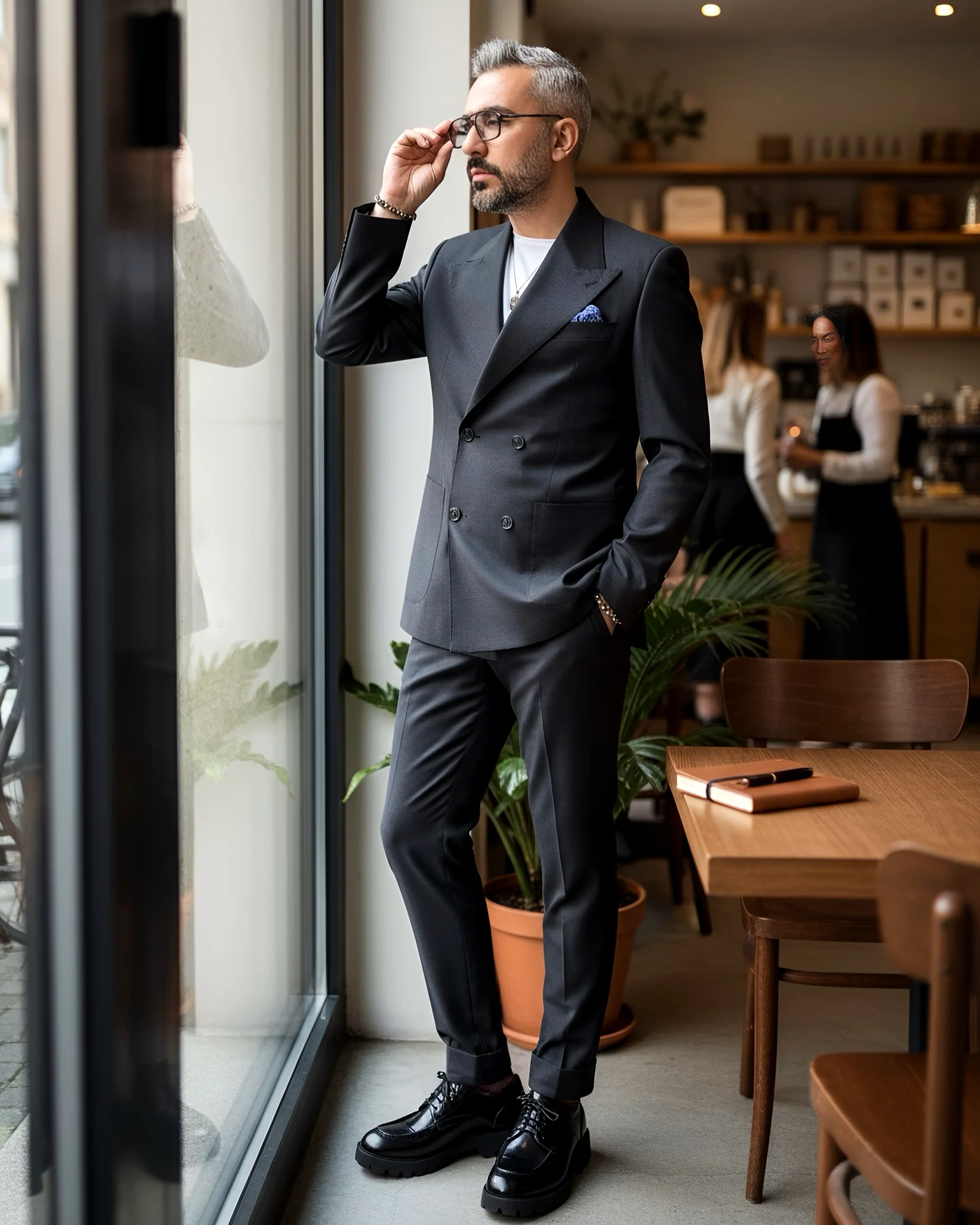 Nero Eleganza İtalyan Kesim Erkek Kruvaze Takım Elbise