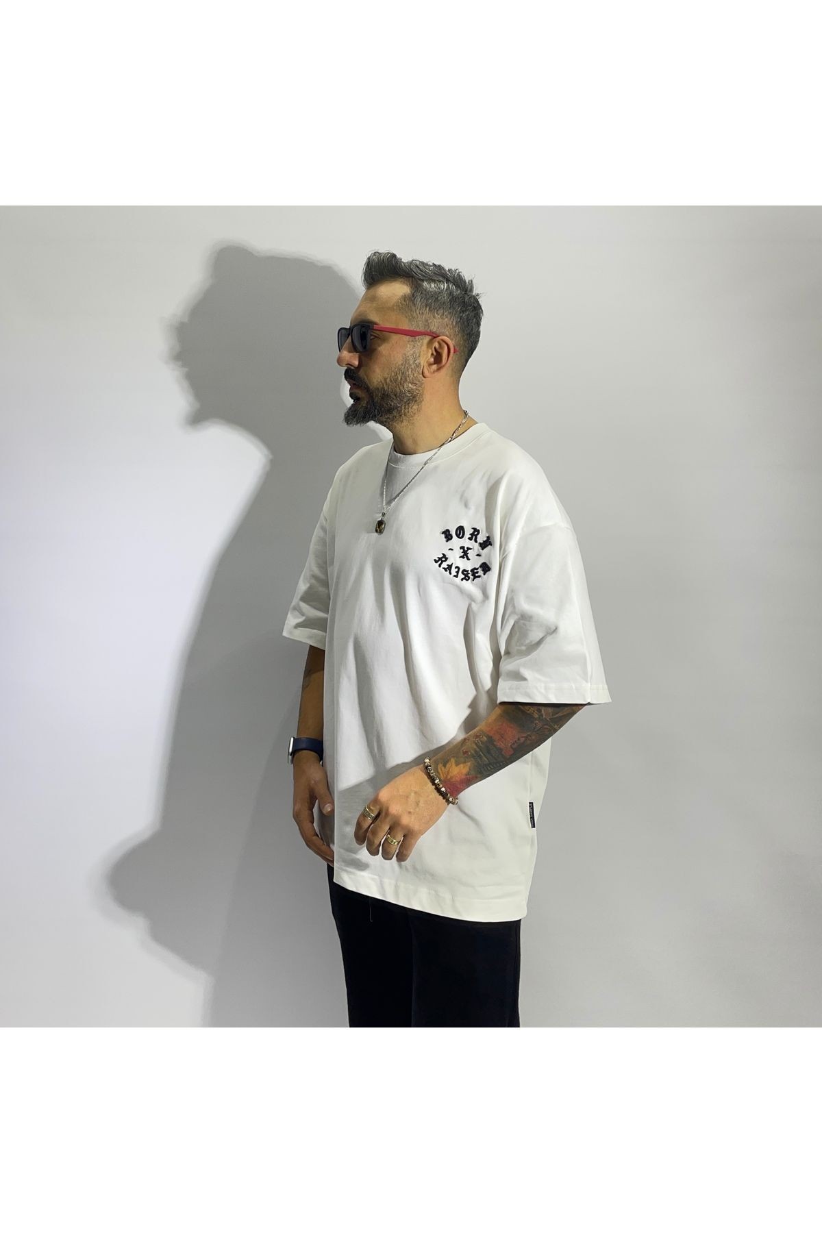 Born x Raised Nakış Erkek Gramajlı Oversize Tişört