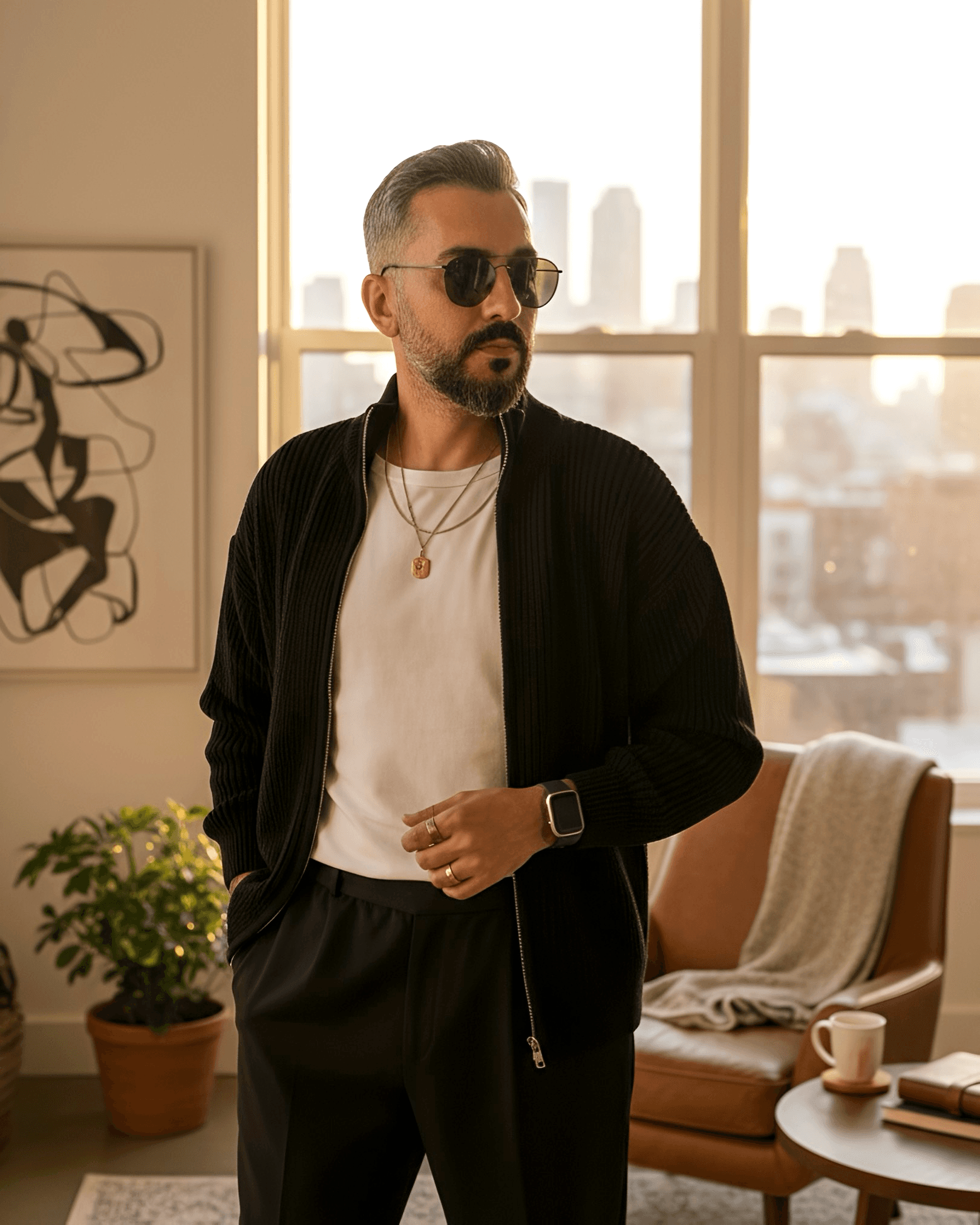 Selanik Örgü Fermuarlı Oversize Erkek Hırka