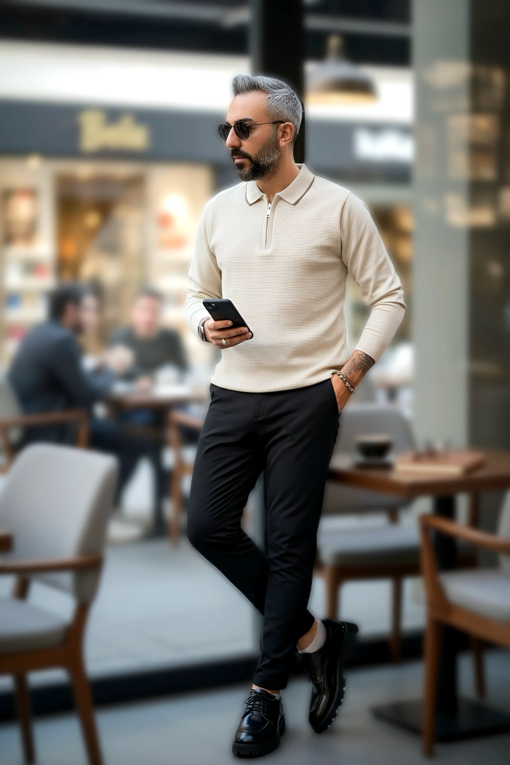 Old Money Erkek Yarım Fermuarlı Triko Kazak