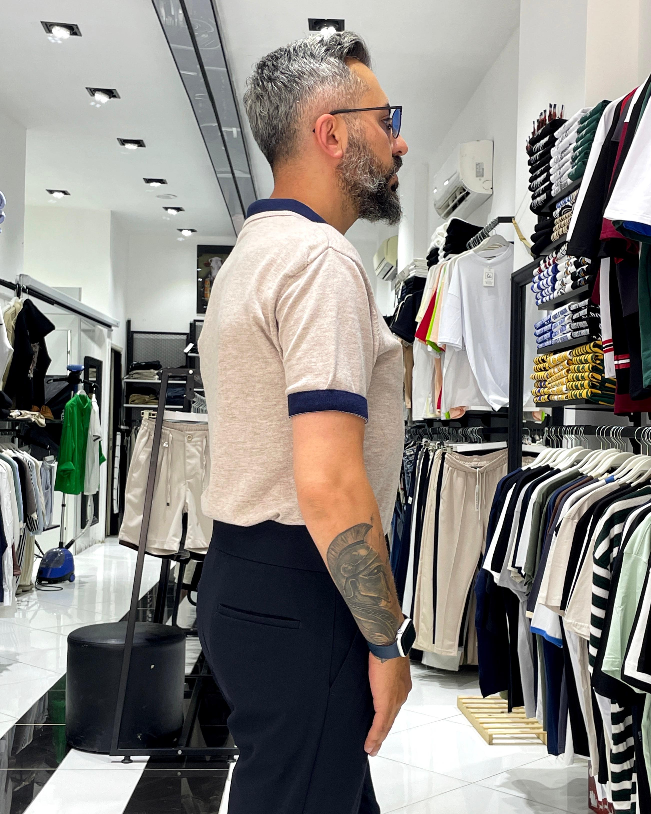 Yarım Fermuarlı Triko Polo Yaka Erkek T-Shirt - Higo Man