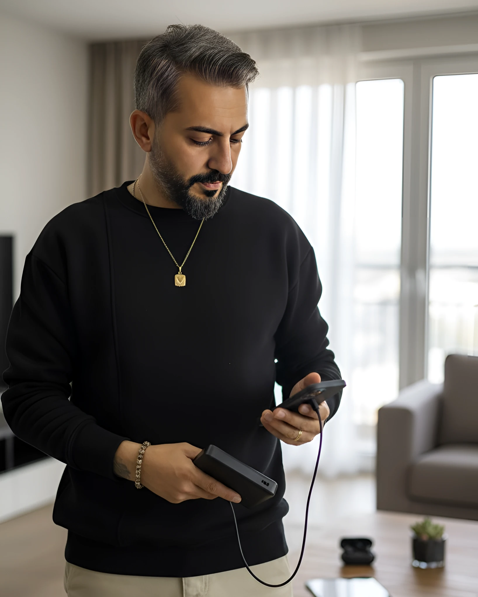 Pamuklu Basic Oversize Erkek Sweatshirt - siyah