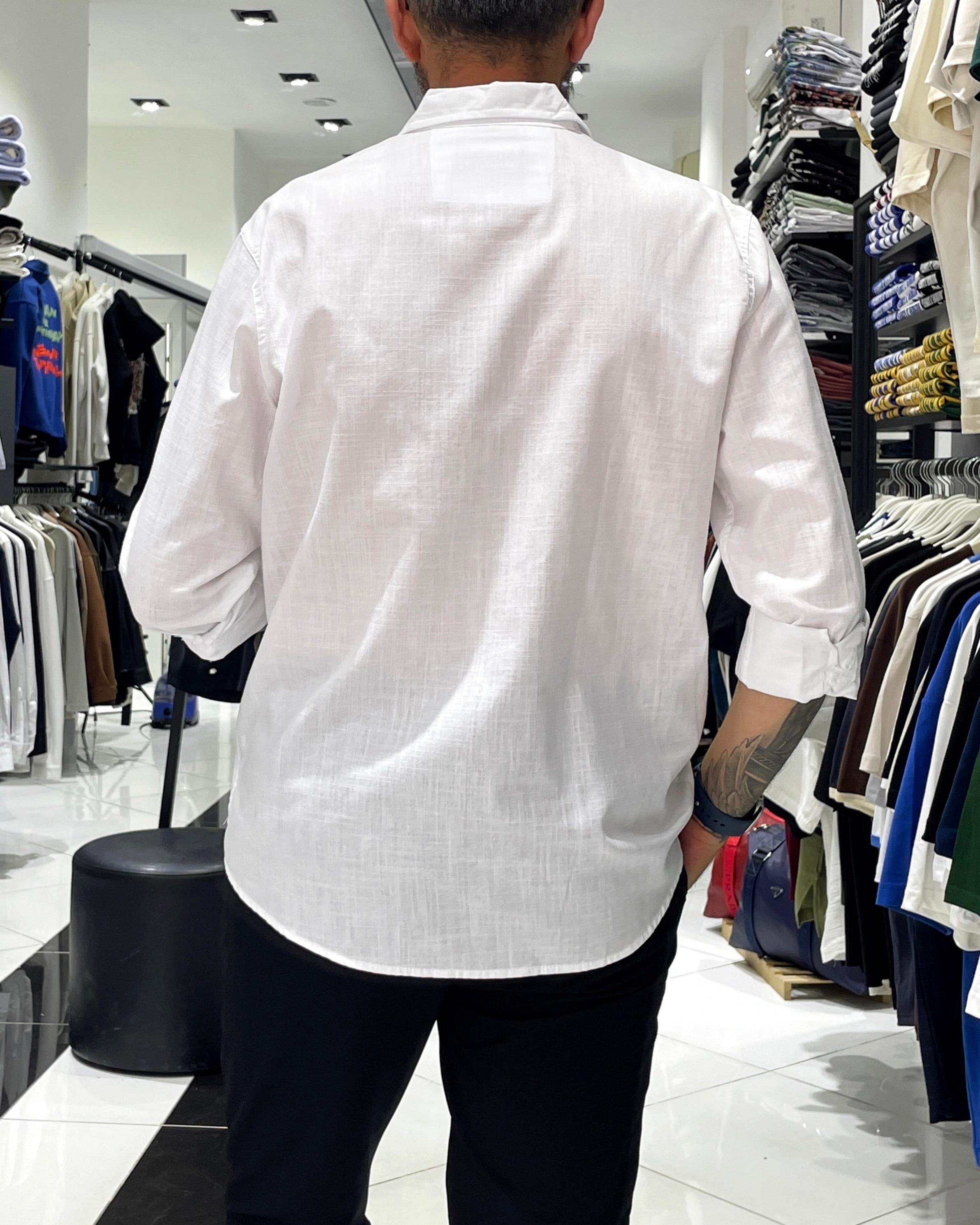 Regular Fit Keten Pamuk Erkek Gömlek