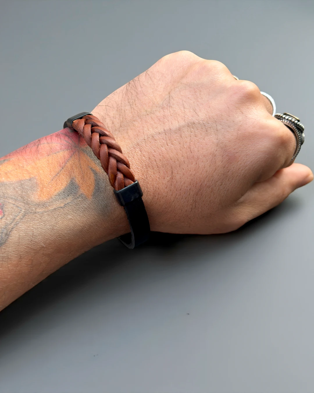 Rustline Weave Örgü Deri Erkek Bileklik