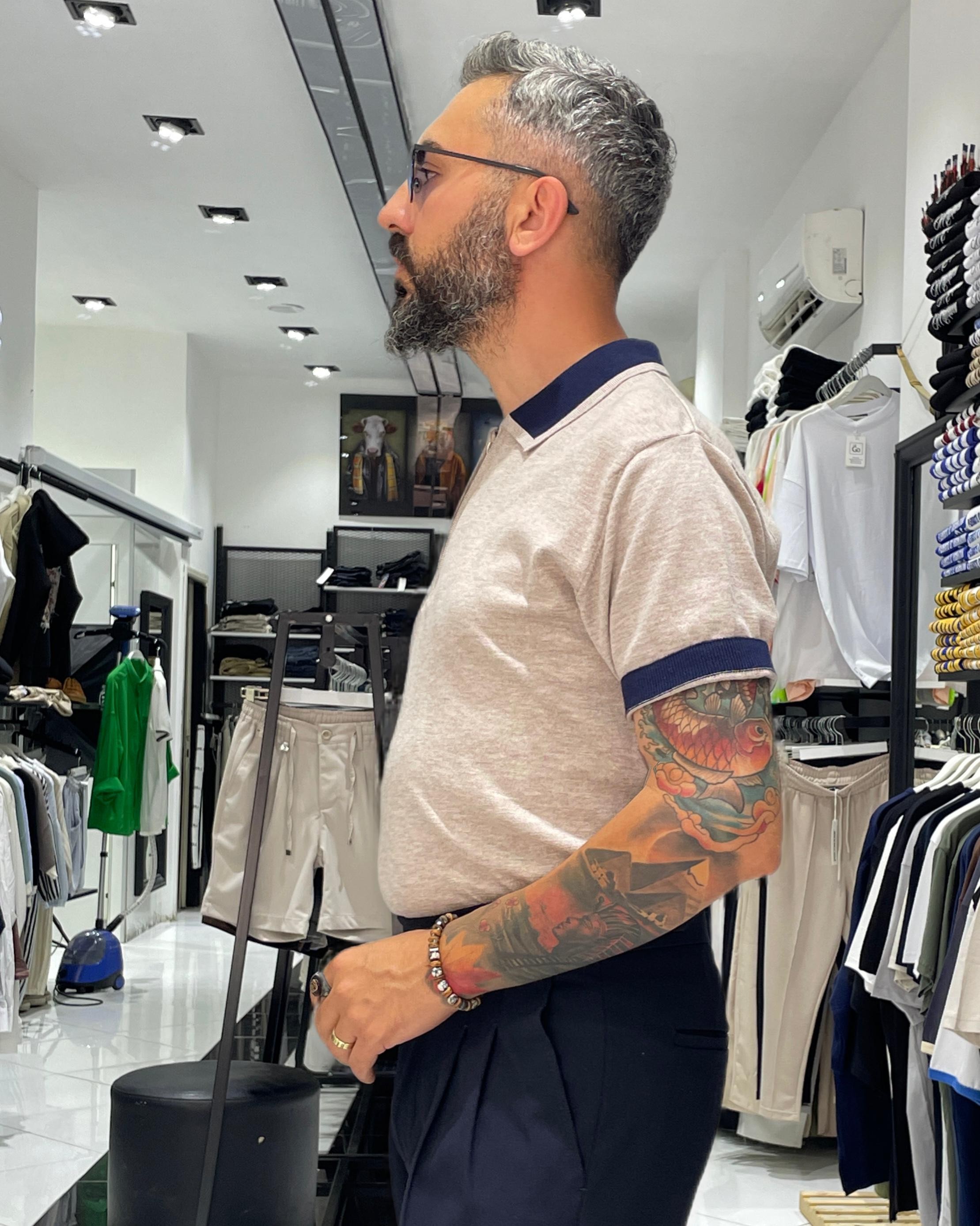 Yarım Fermuarlı Triko Polo Yaka Erkek T-Shirt - Higo Man
