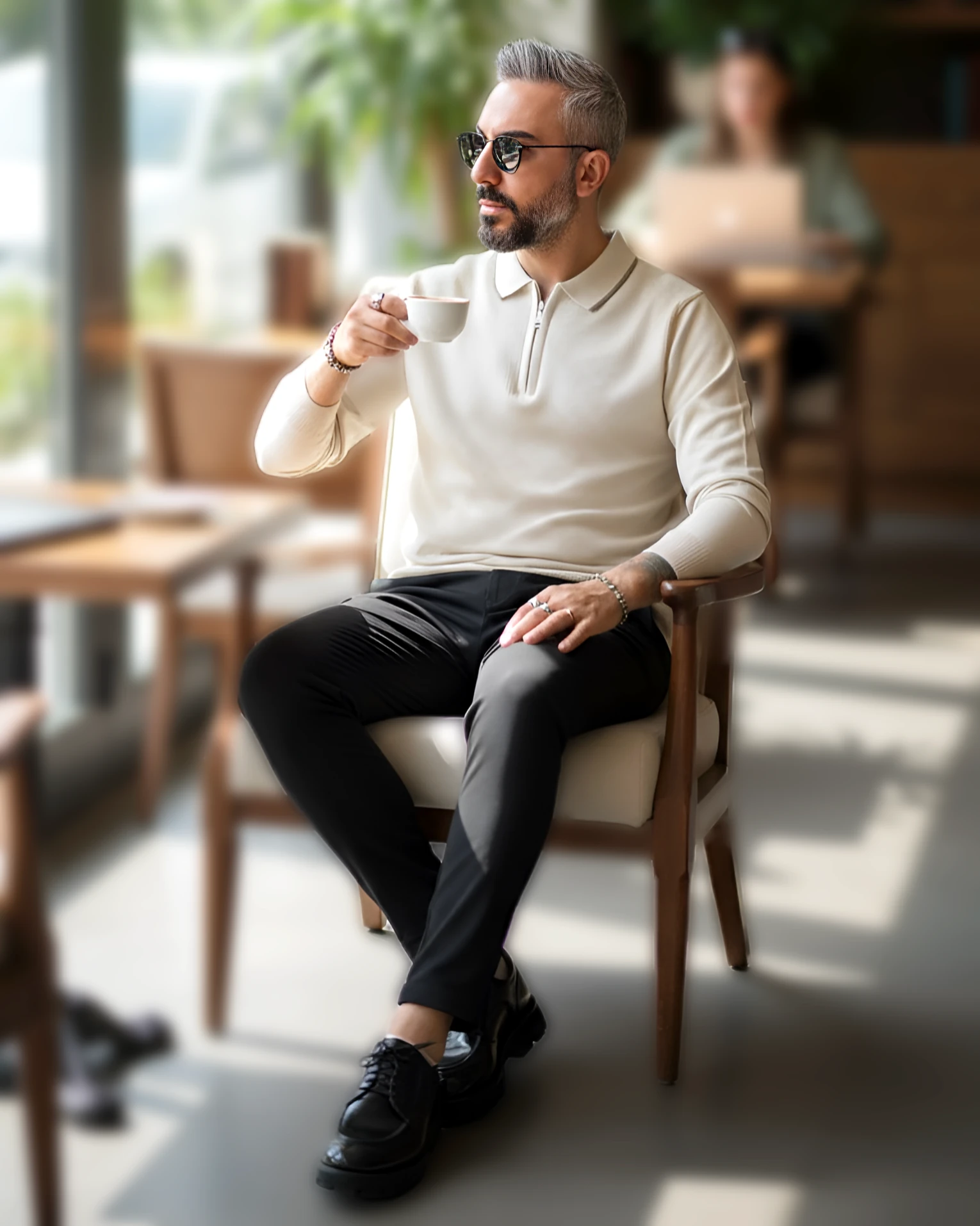 Old Money Erkek Yarım Fermuarlı Triko Kazak