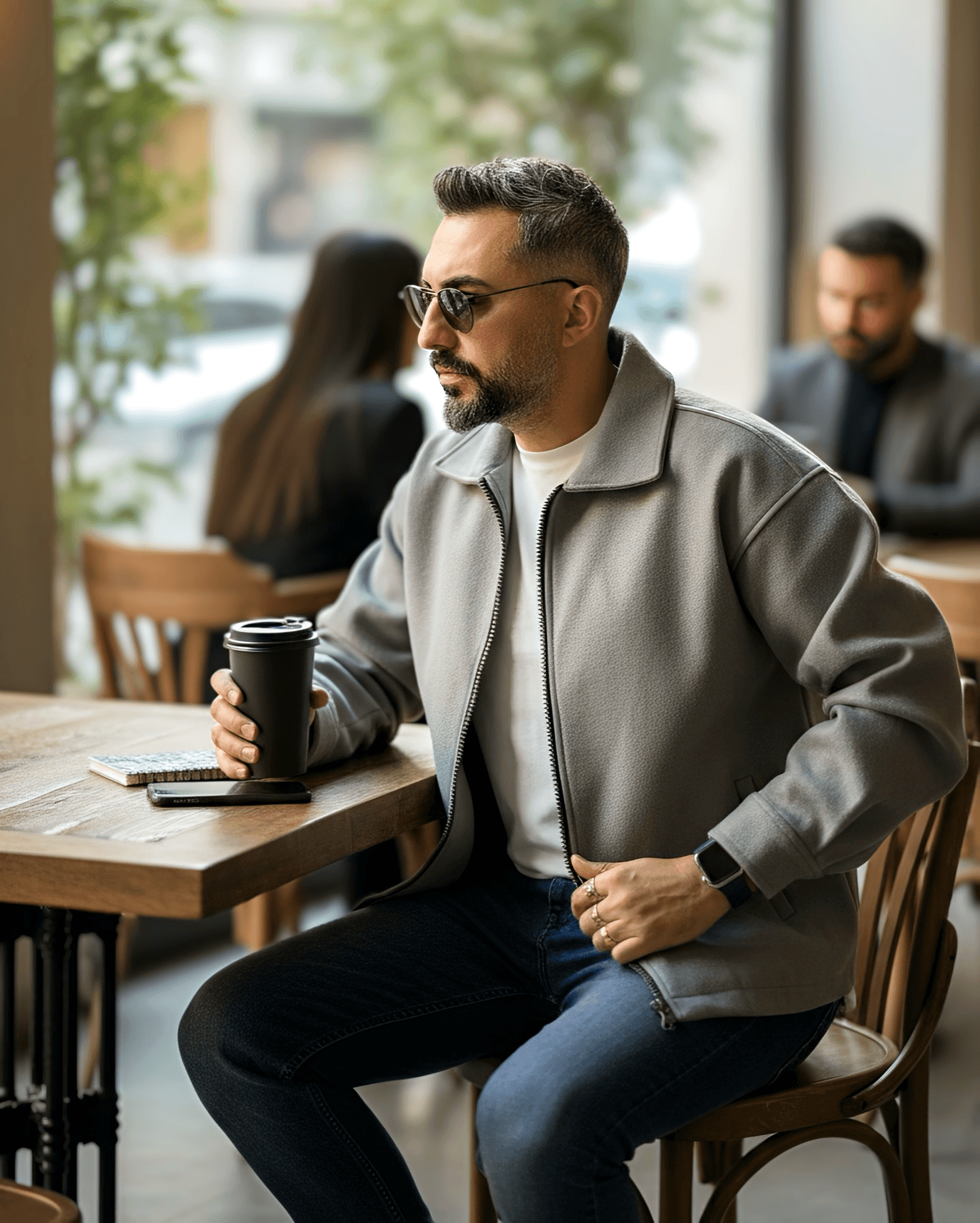 Sırtı Nakış Detaylı Oversize Erkek Kaşe Ceket