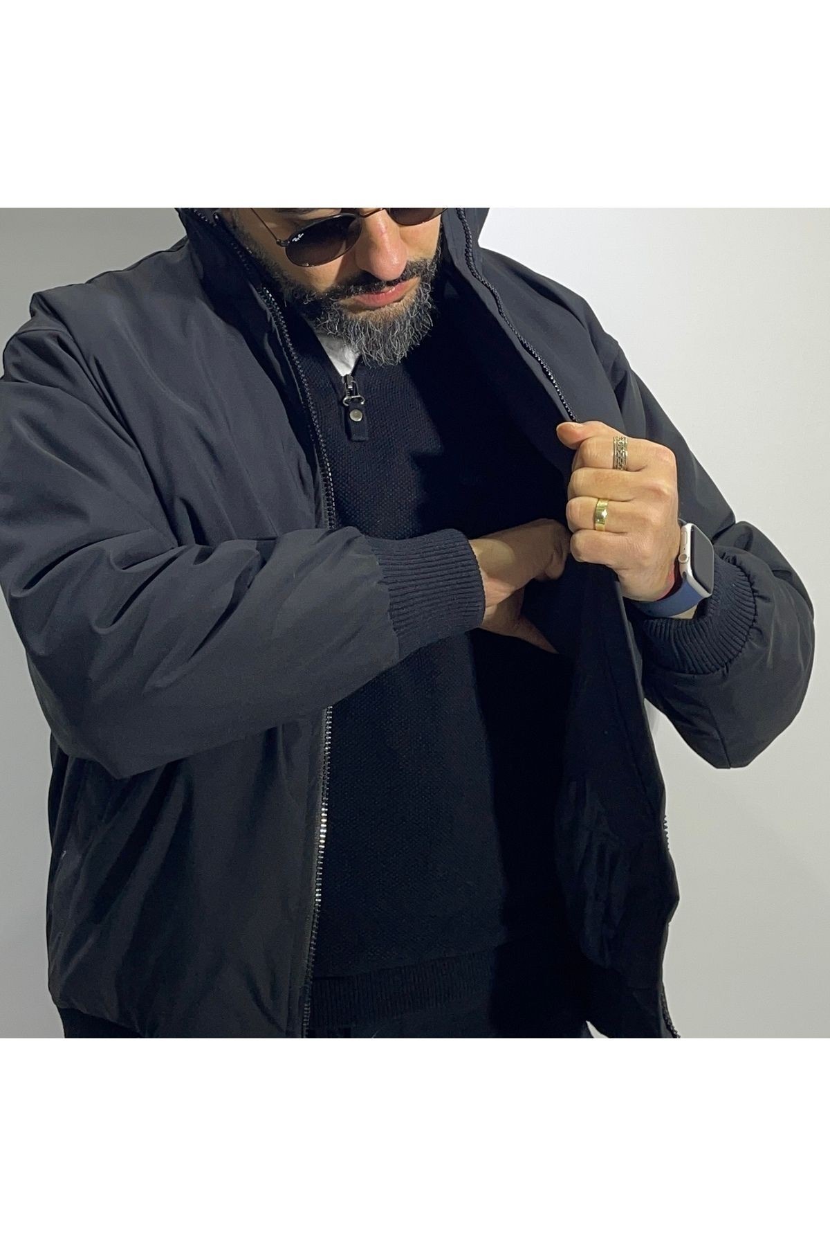 Oversize Fermuarlı Erkek Bomber Mont