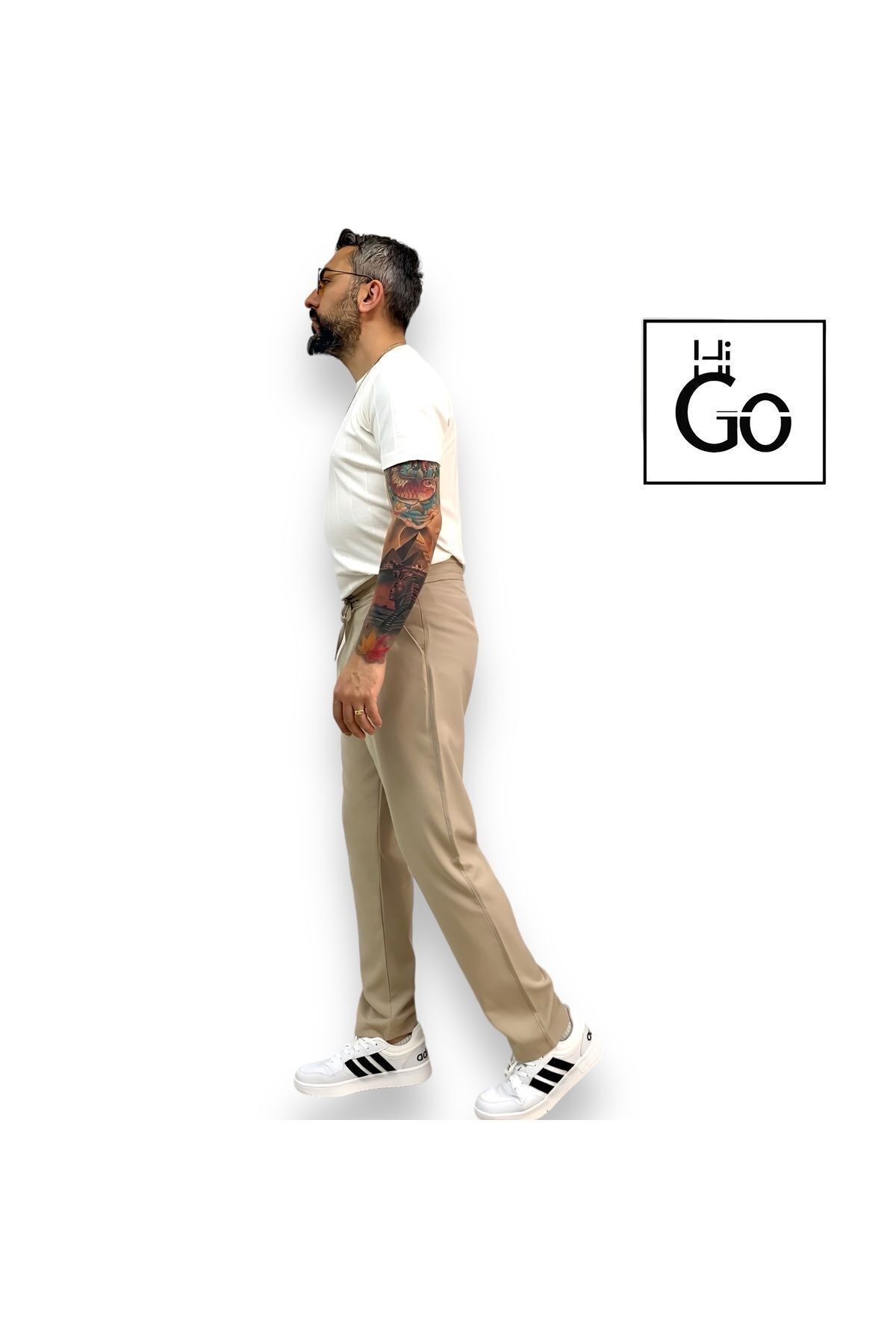 Relaxed Fit Men's Pleated Jogger Pants - Cream