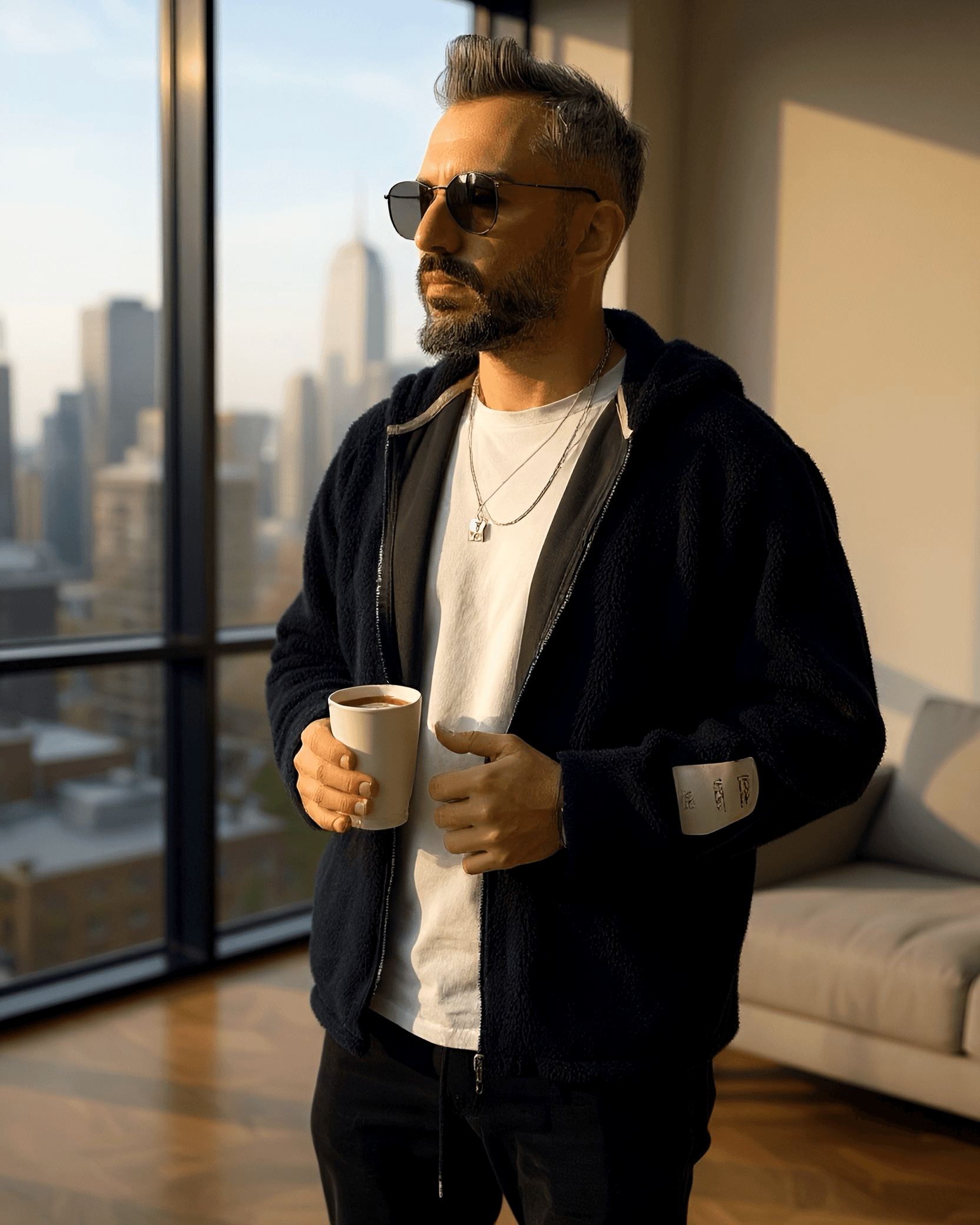 Fermuarlı Erkek Peluş Oversize Hırka