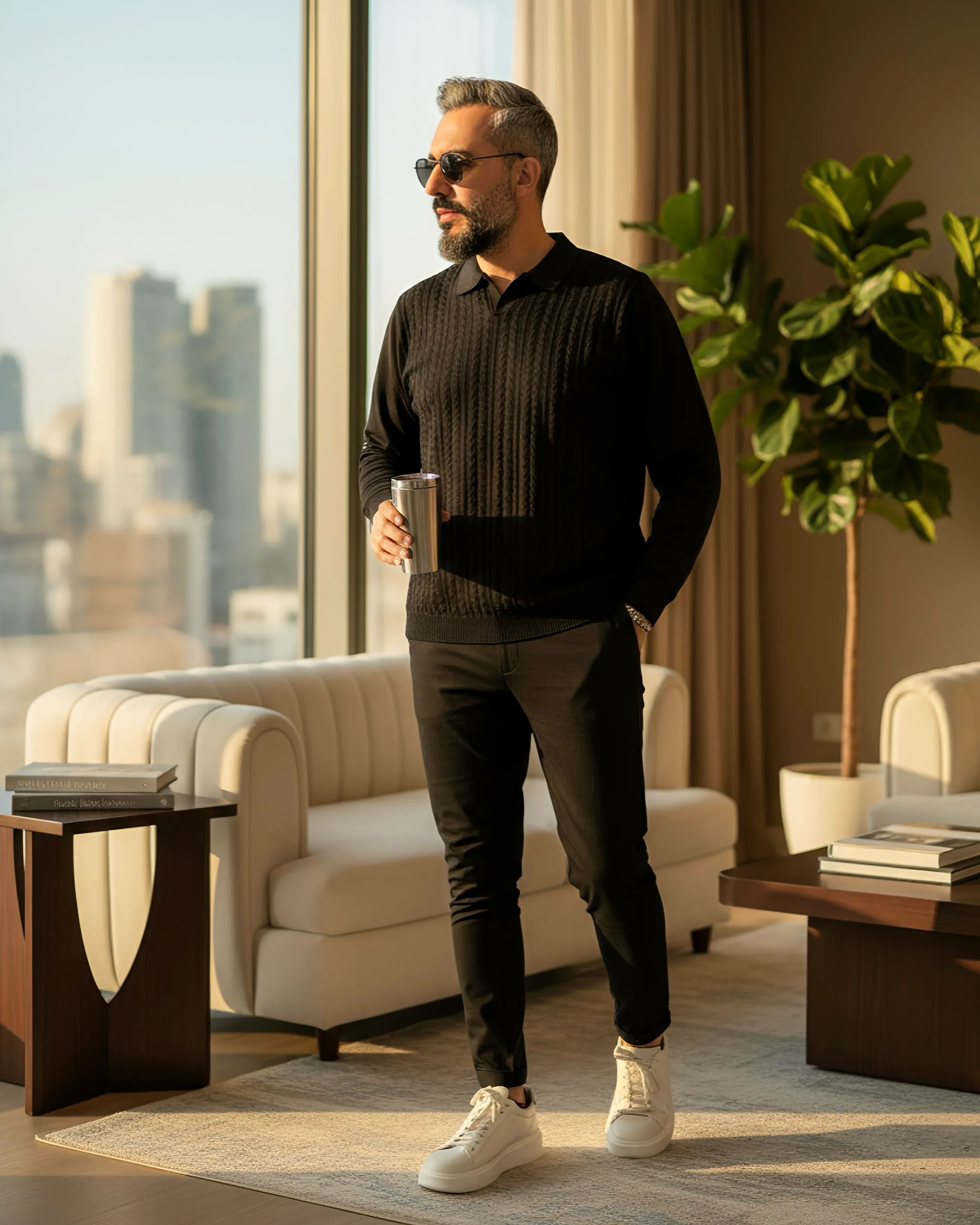 Elegance Erkek Old Money Uzun Kollu Triko Polo Yaka Kazak 