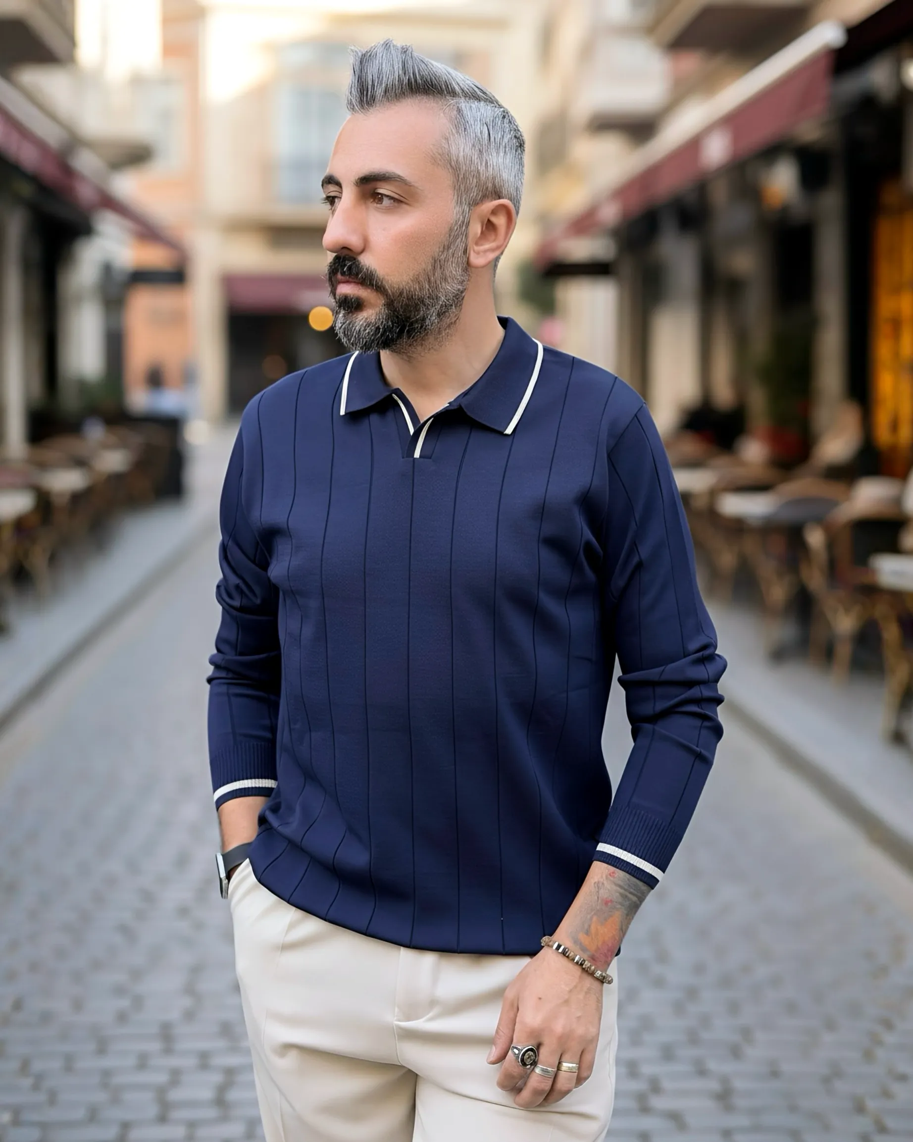 Riviera Line Old Money Erkek Triko Kazak - lacivert